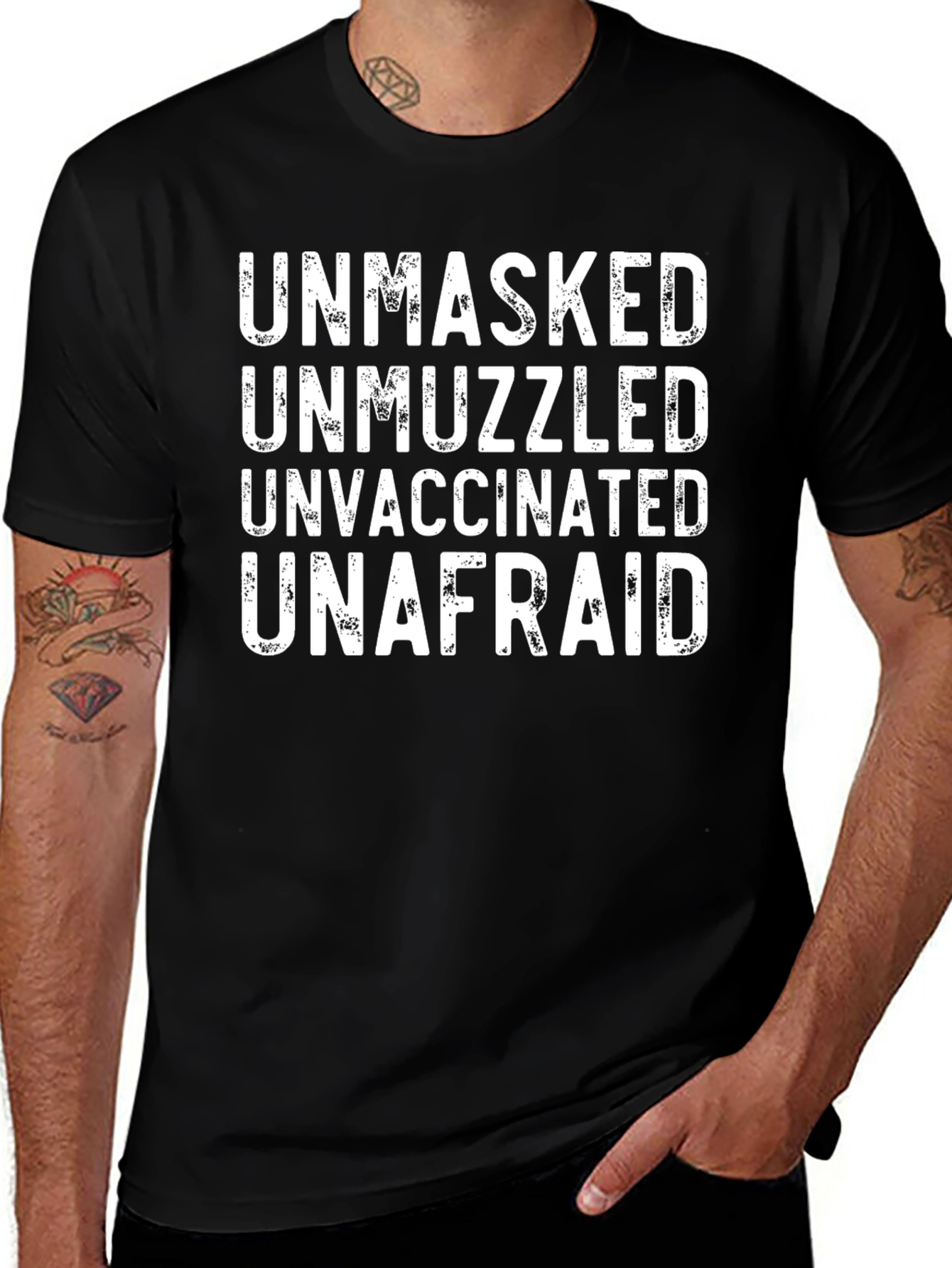 Unmasked Unmuzzled Unvaccinated Unafraid T-Shirt