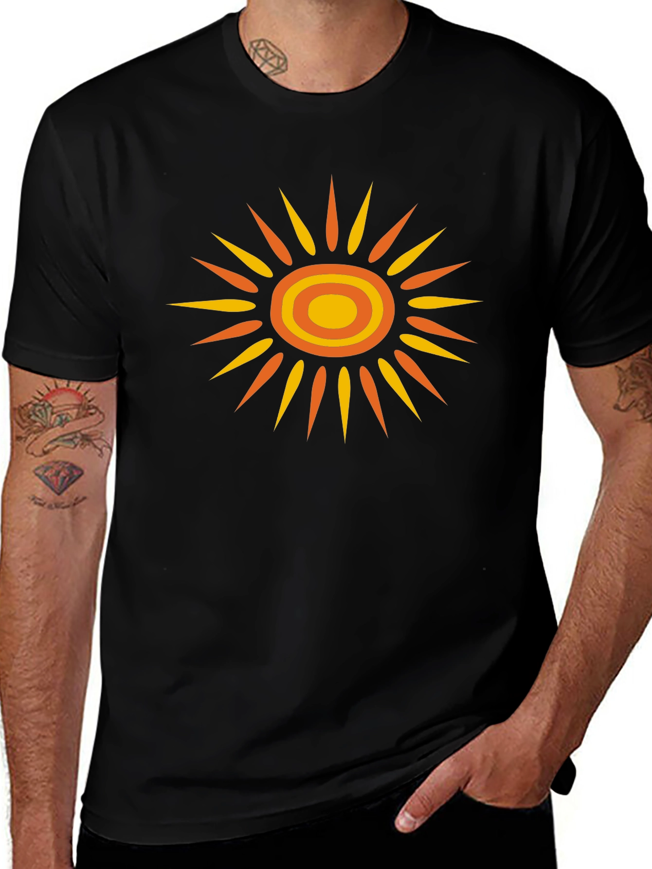 Retro Sunburst Graphic Tee - Black