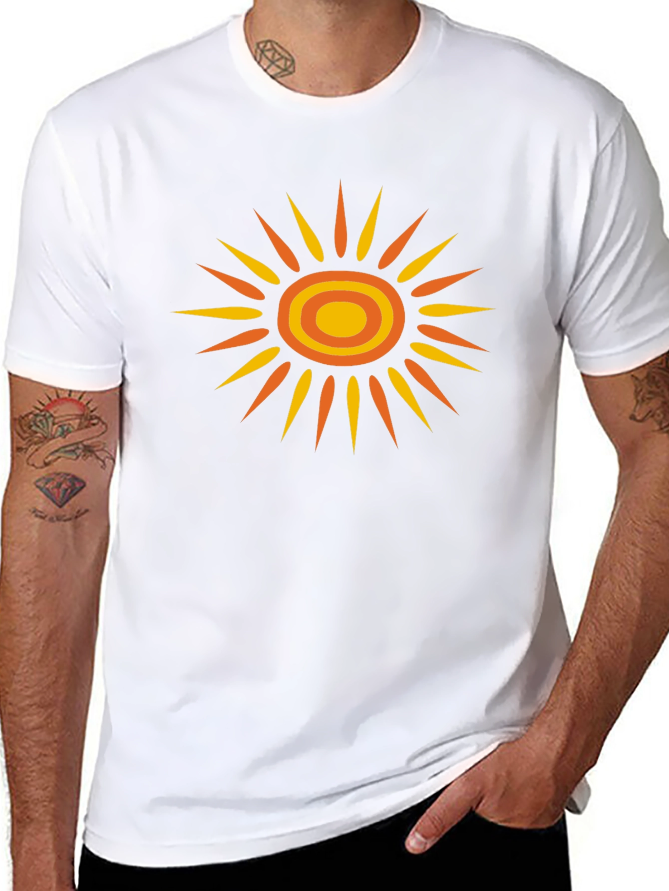 Retro Sunburst Graphic Tee - Black