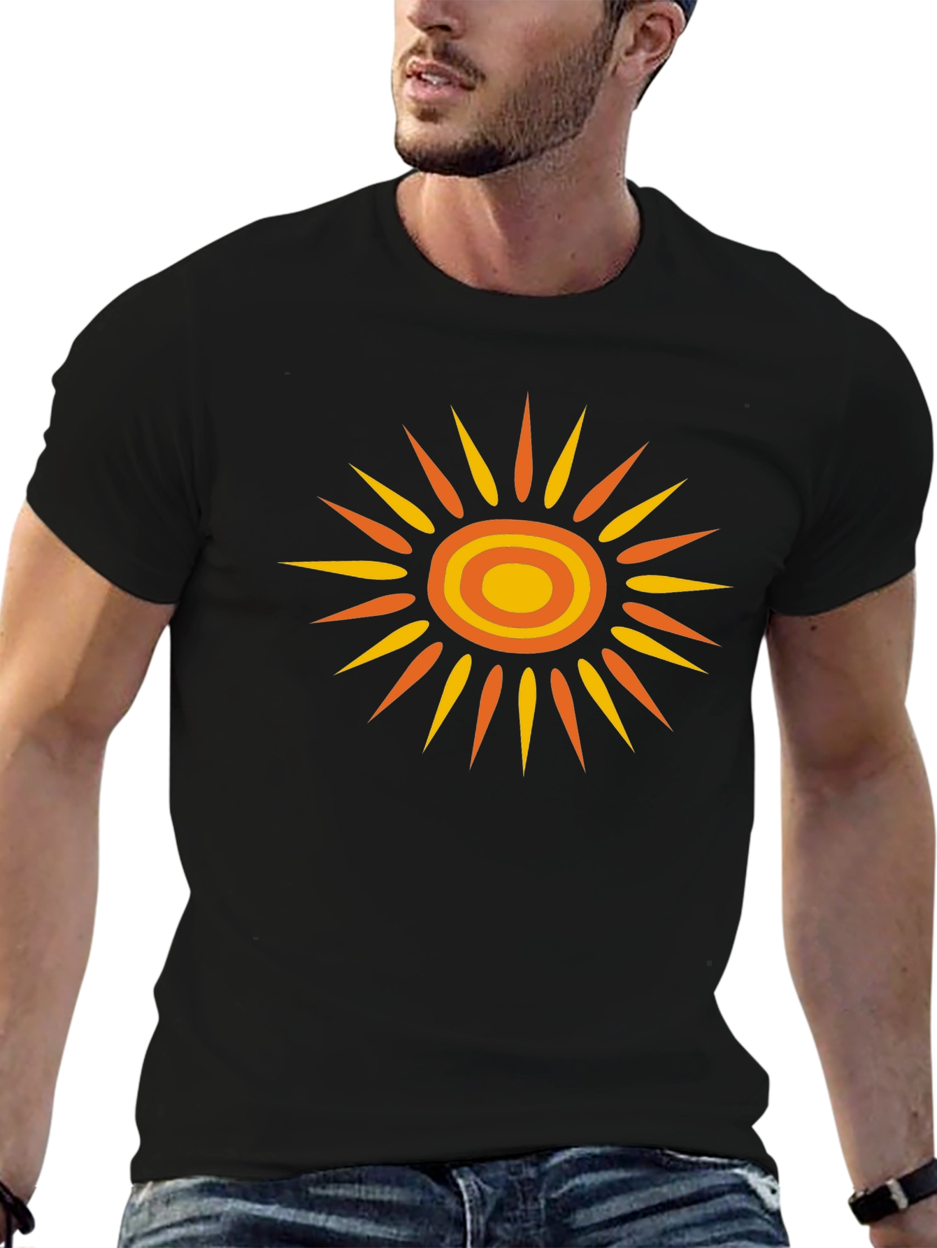 Retro Sunburst Graphic Tee - Black