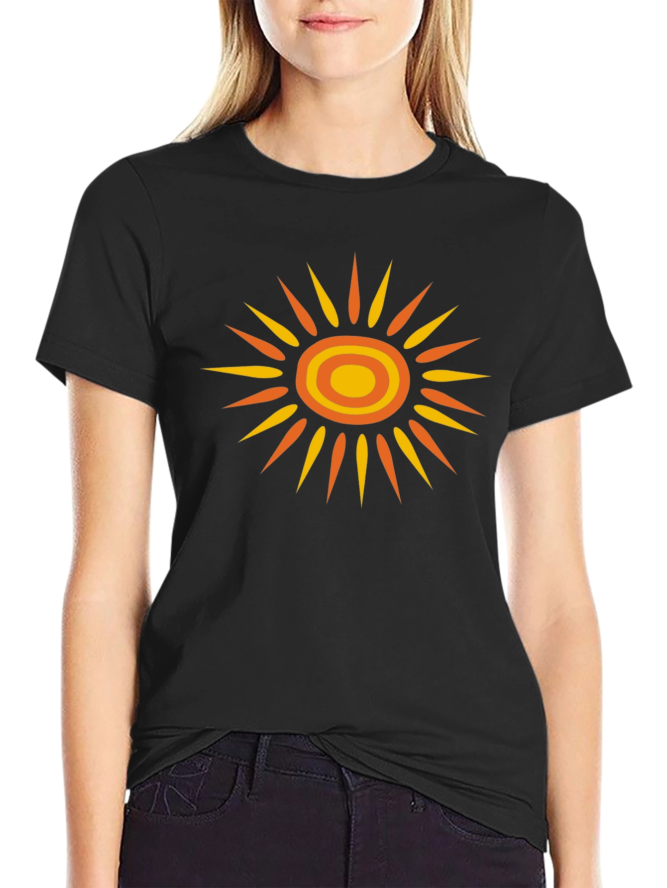 Retro Sunburst Graphic Tee - Black