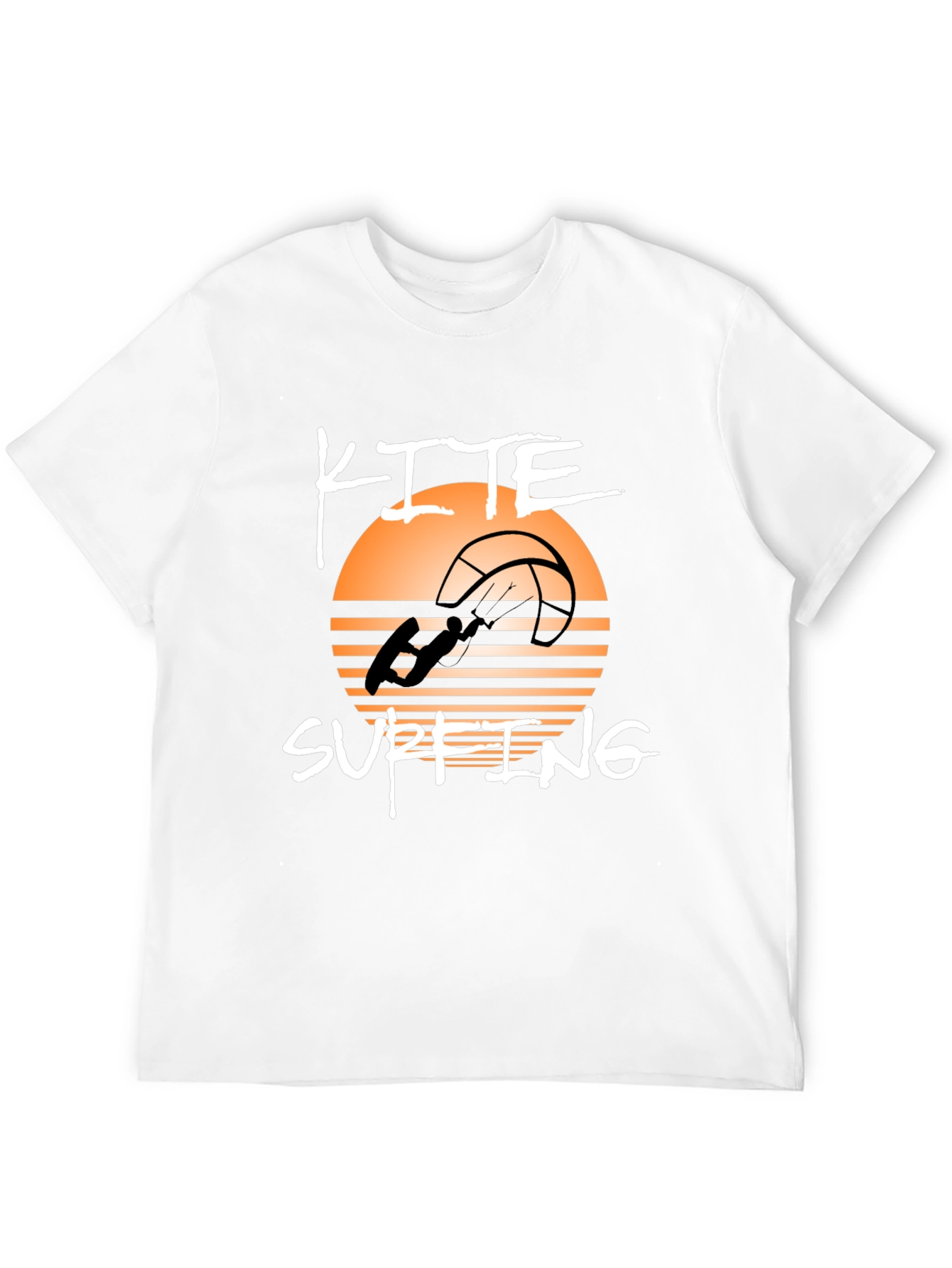 Kite Surfing Graphic Tee - Black Cotton T-Shirt