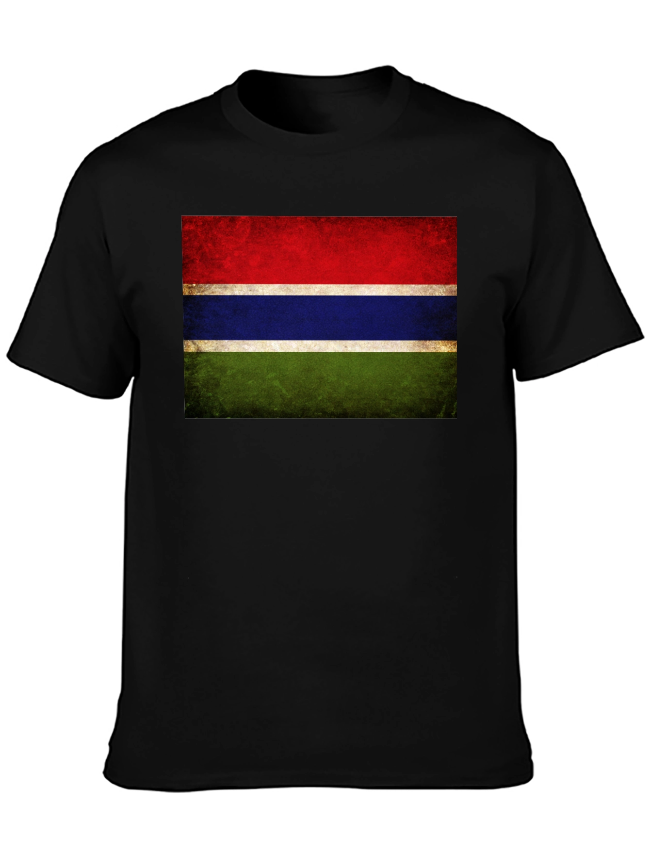 Gambia Flag Graphic Tee - Black Cotton Casual Shirt
