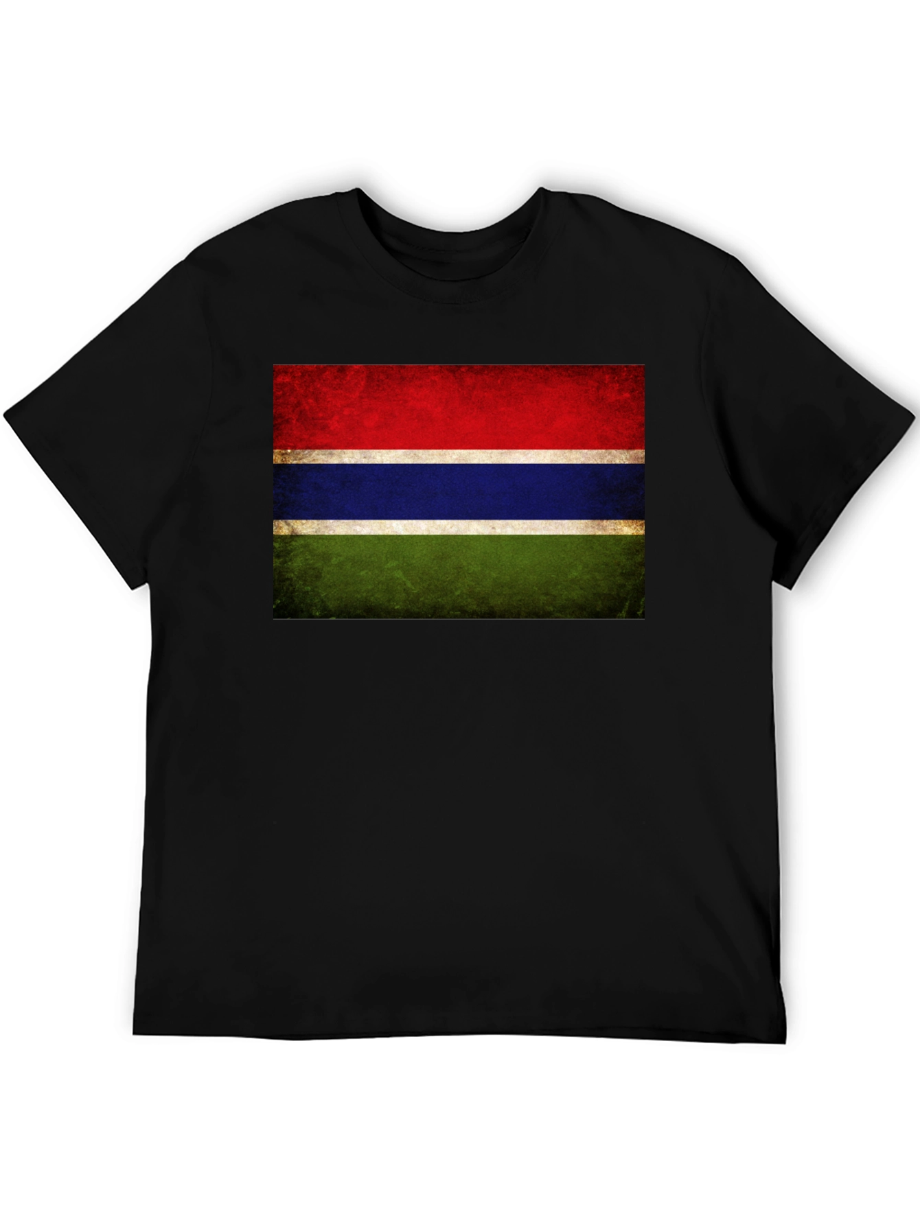 Gambia Flag Graphic Tee - Black Cotton Casual Shirt