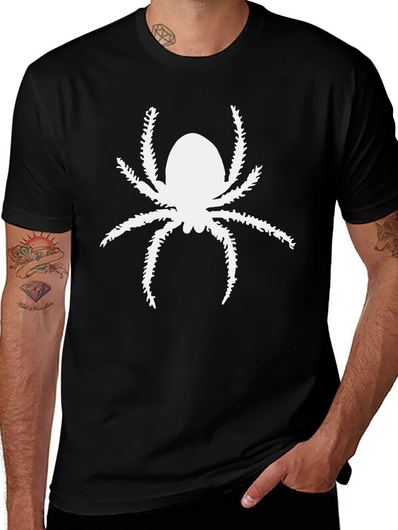 Spider Graphic Print Black Tee Shirt