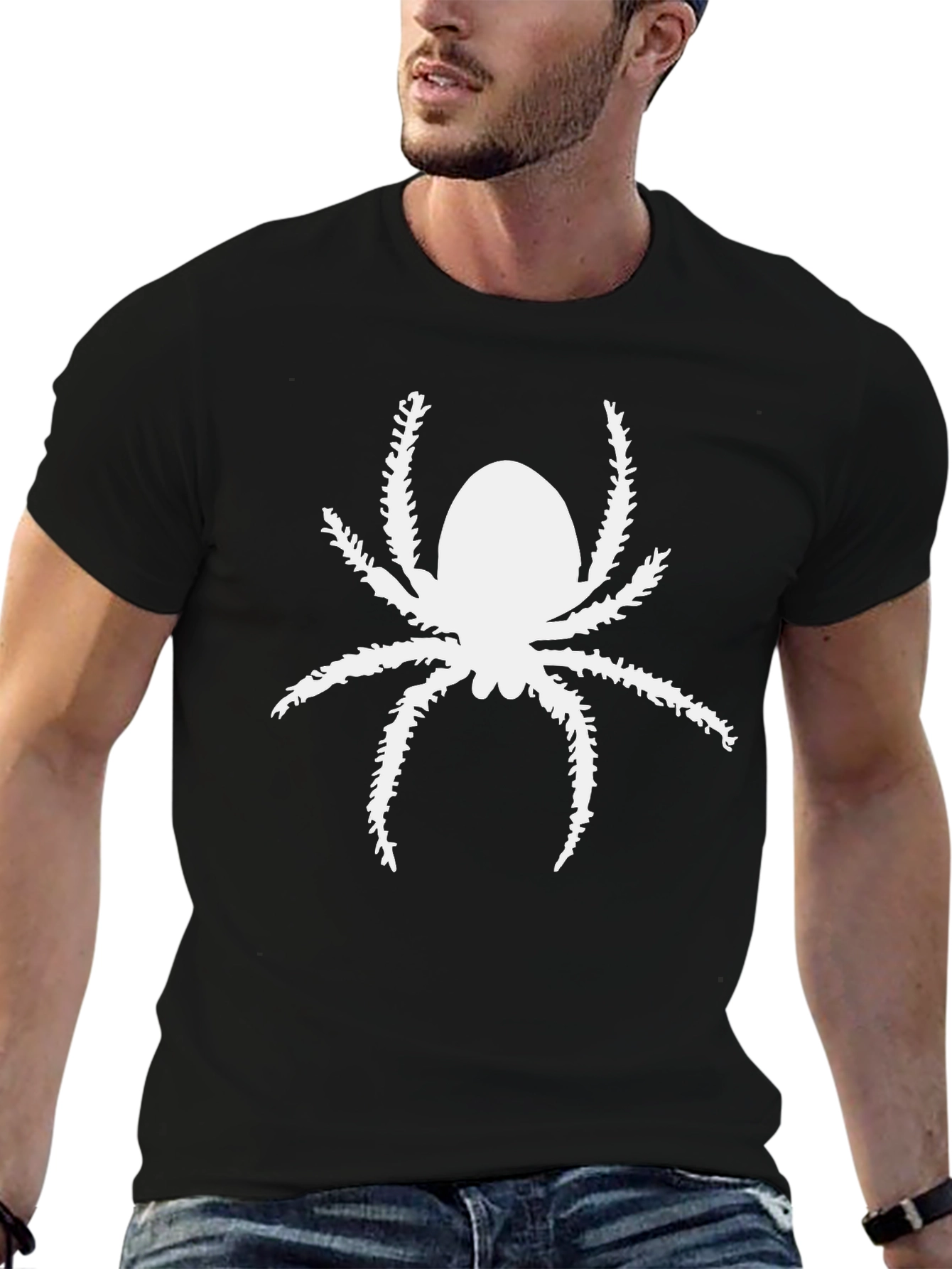 Spider Graphic Print Black Tee Shirt