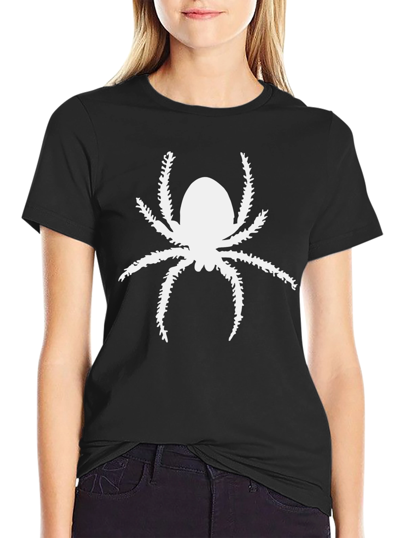 Spider Graphic Print Black Tee Shirt
