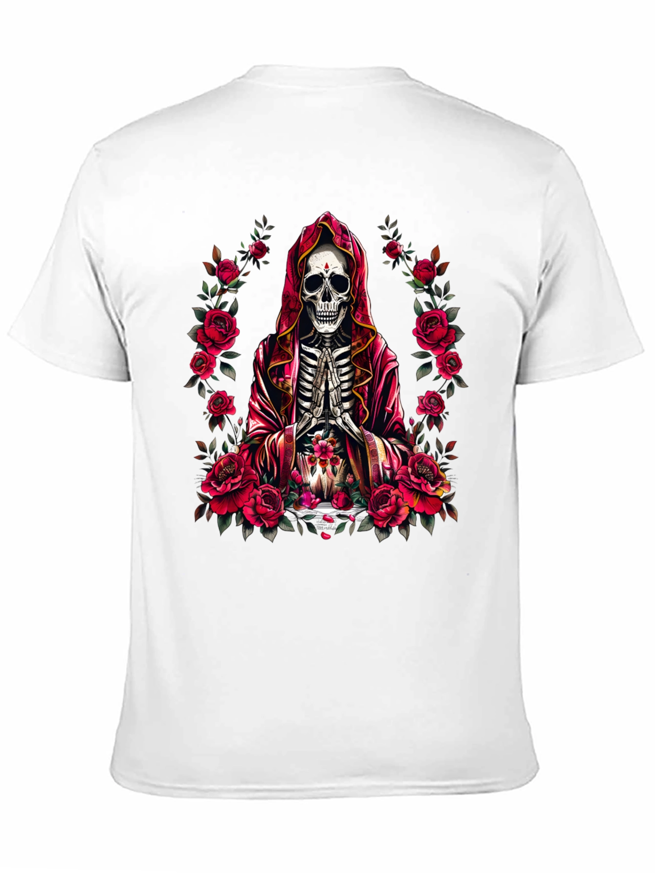 Skeleton Monk Rose T-Shirt - Gothic Style