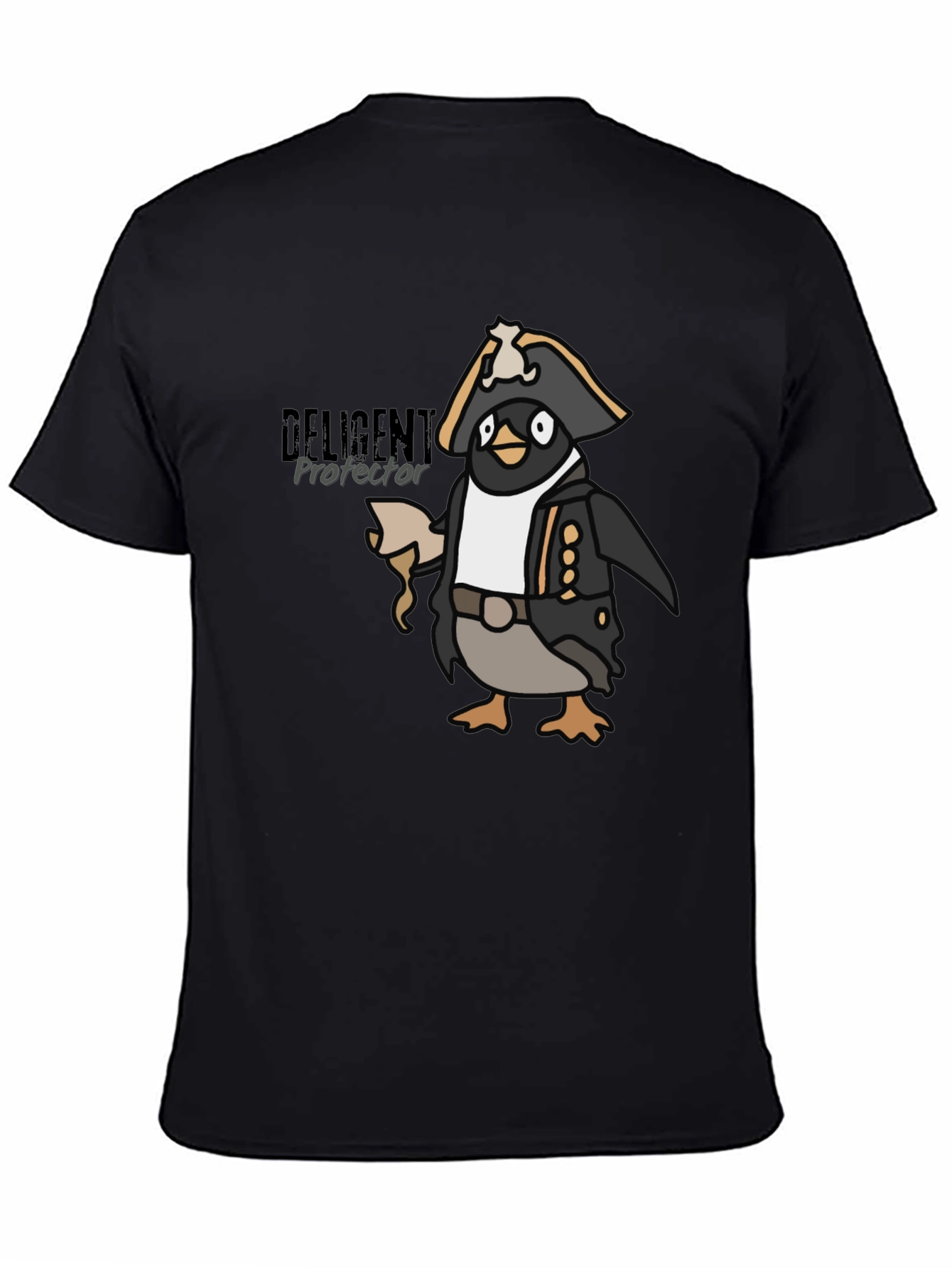 Pirate Penguin Graphic Tee - Black Cotton T-Shirt