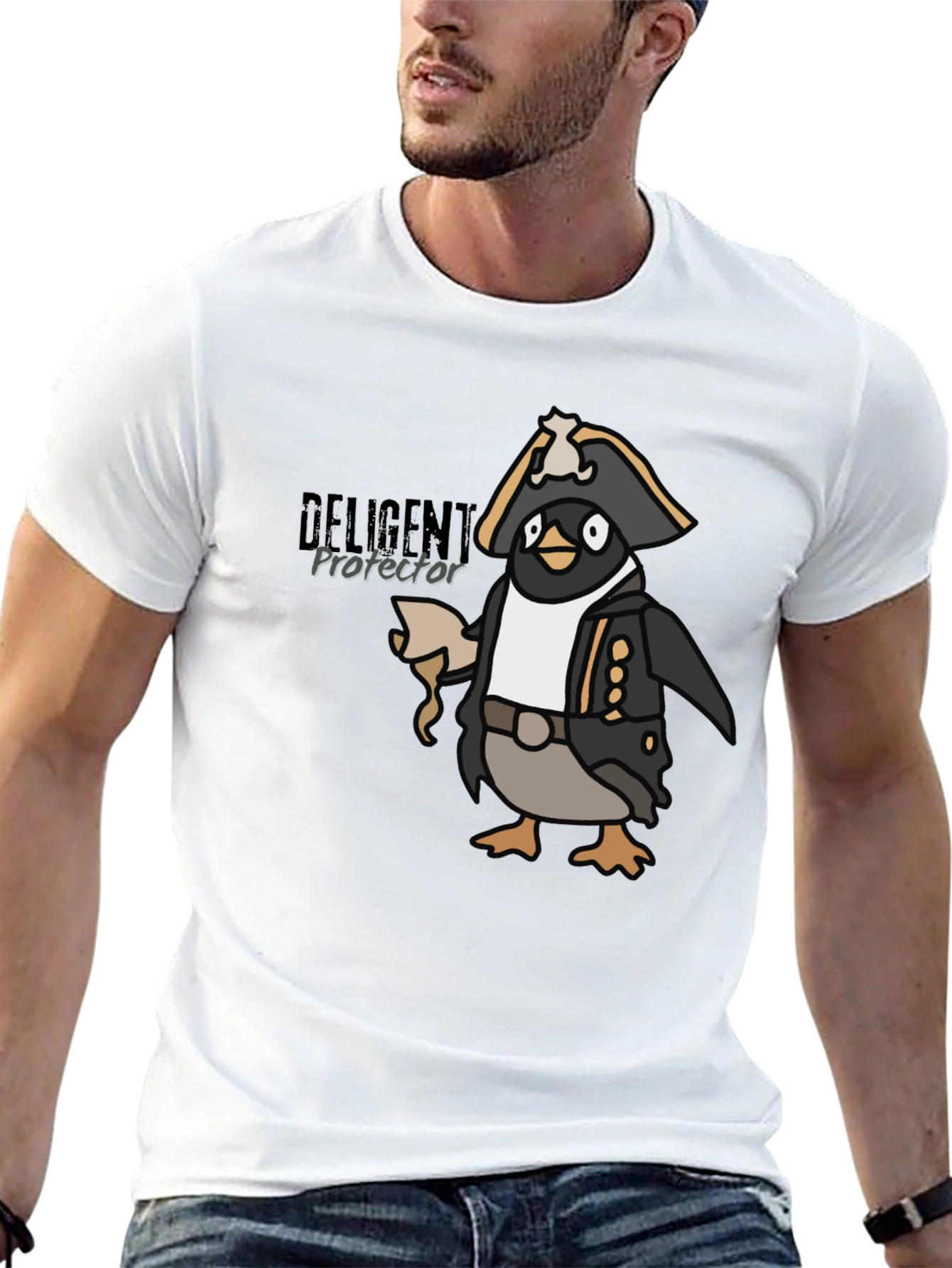 Pirate Penguin Graphic Tee - Black Cotton T-Shirt