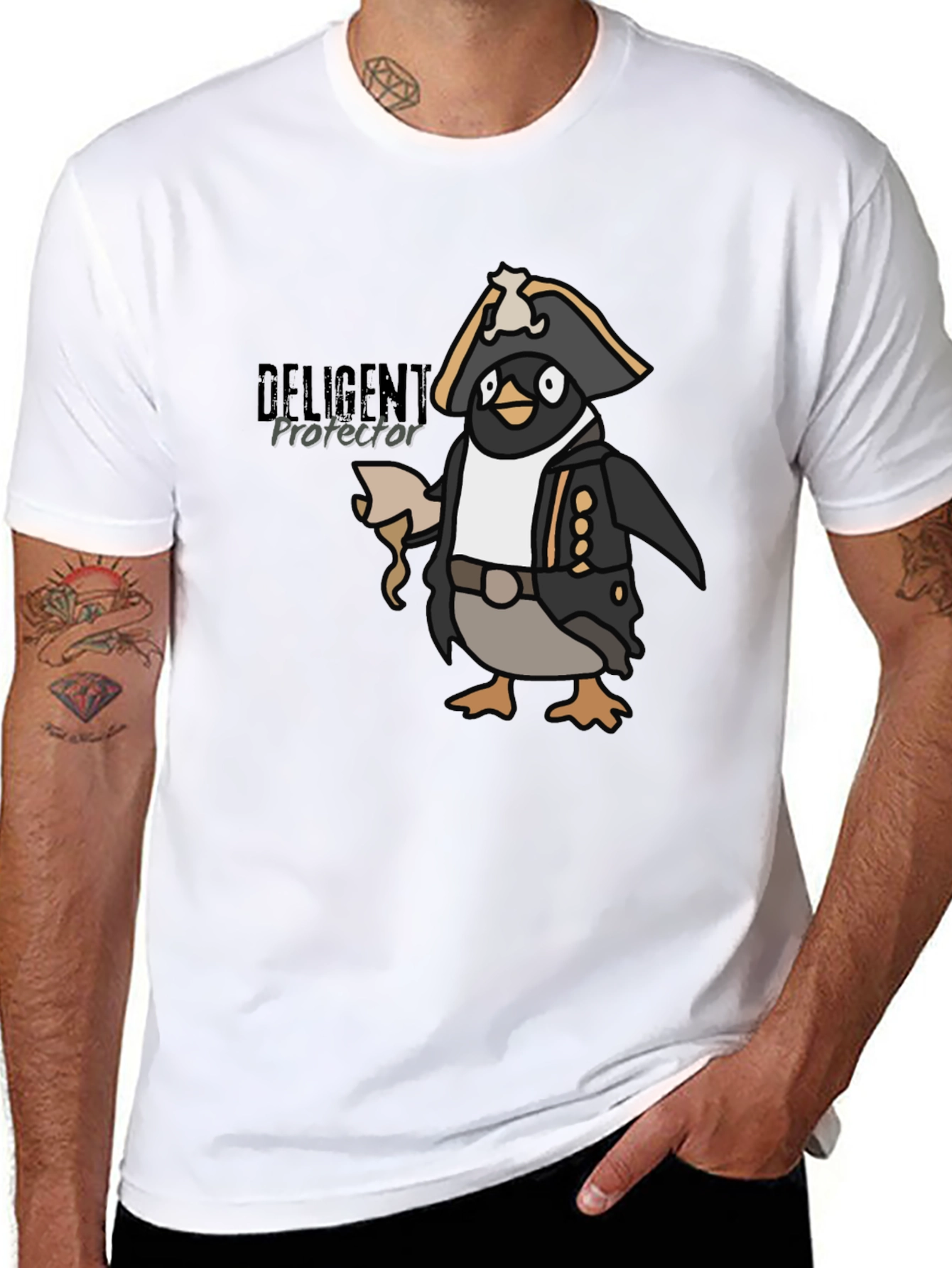 Pirate Penguin Graphic Tee - Black Cotton T-Shirt