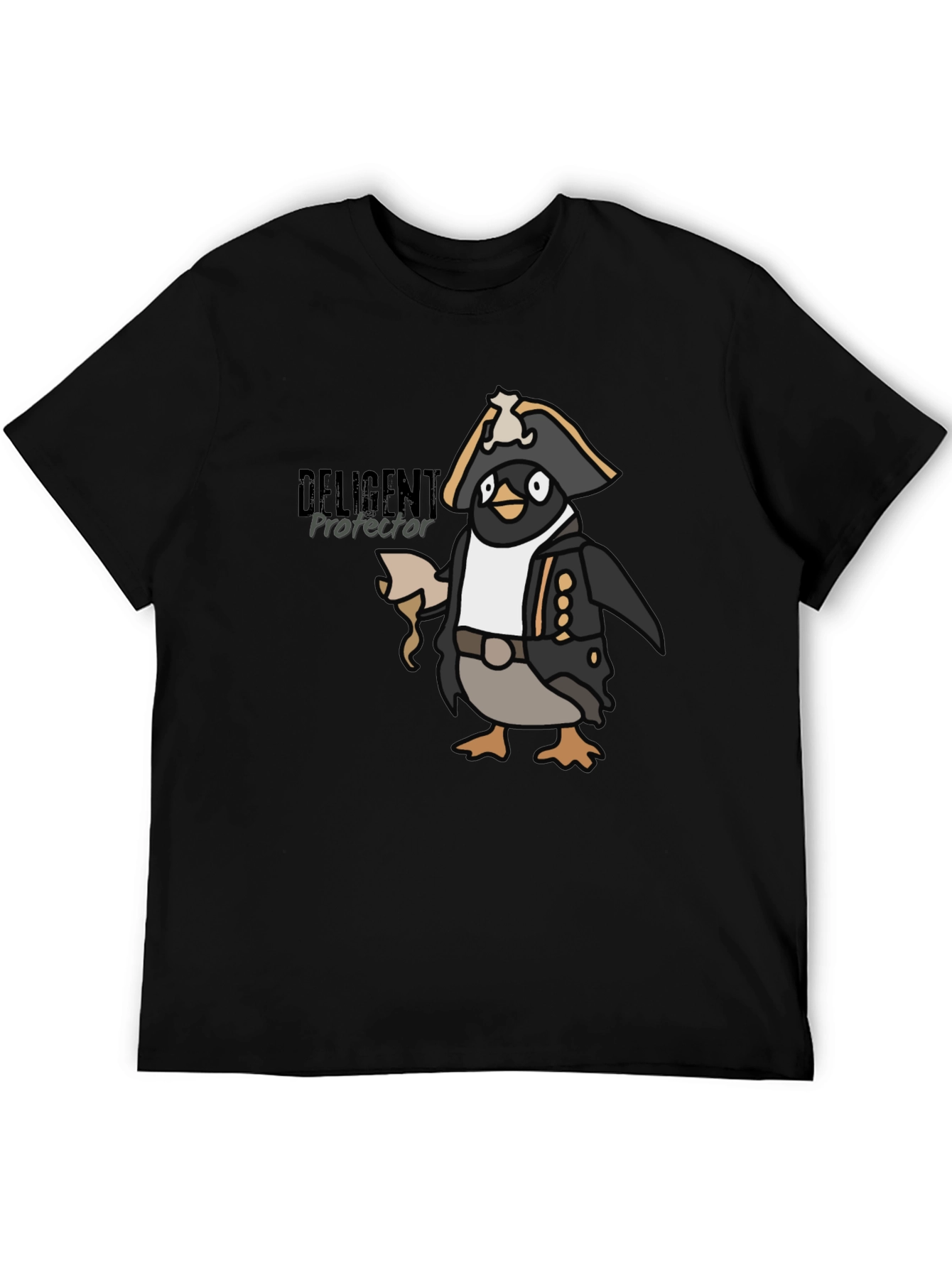 Pirate Penguin Graphic Tee - Black Cotton T-Shirt