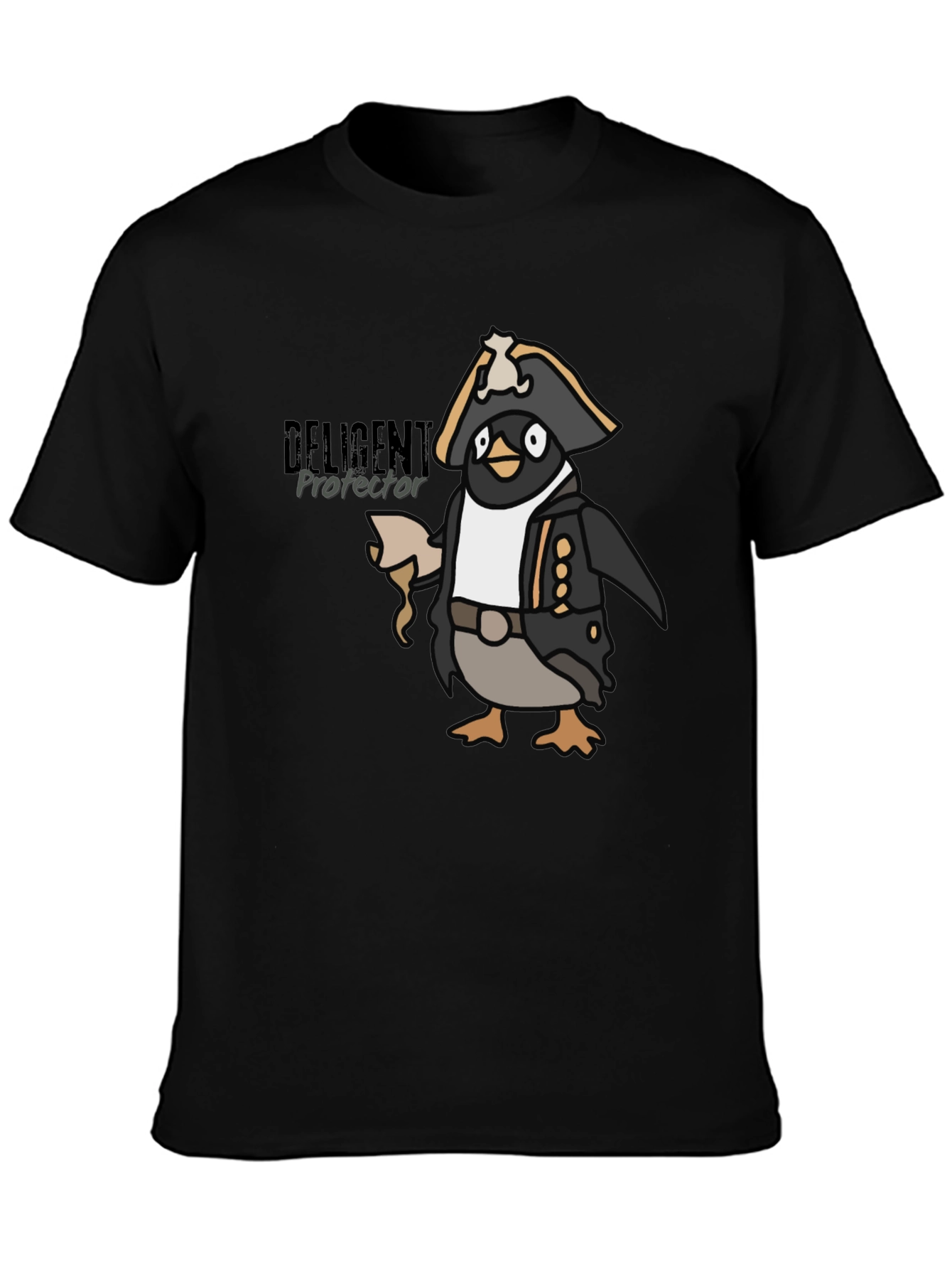 Pirate Penguin Graphic Tee - Black Cotton T-Shirt