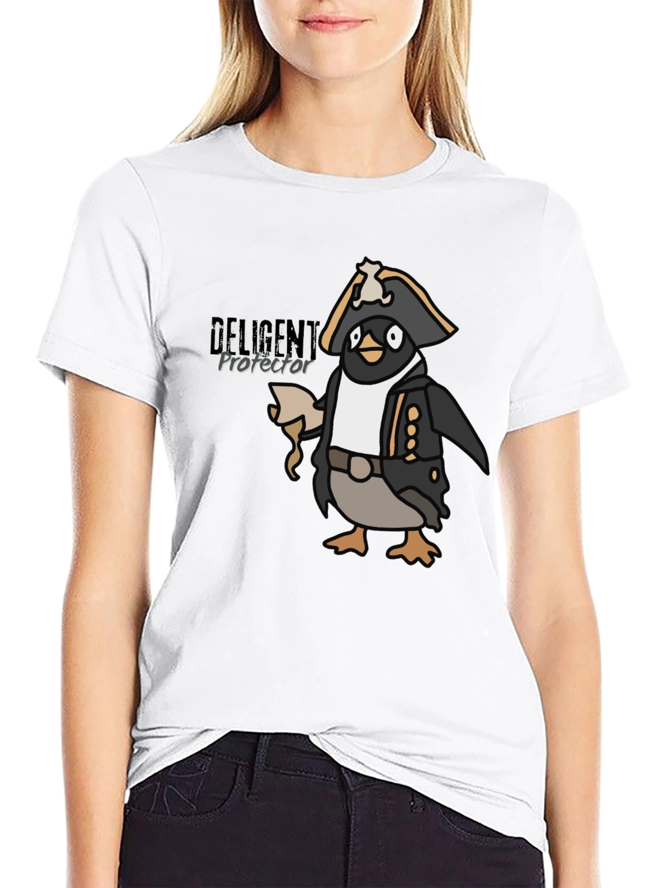 Pirate Penguin Graphic Tee - Black Cotton T-Shirt
