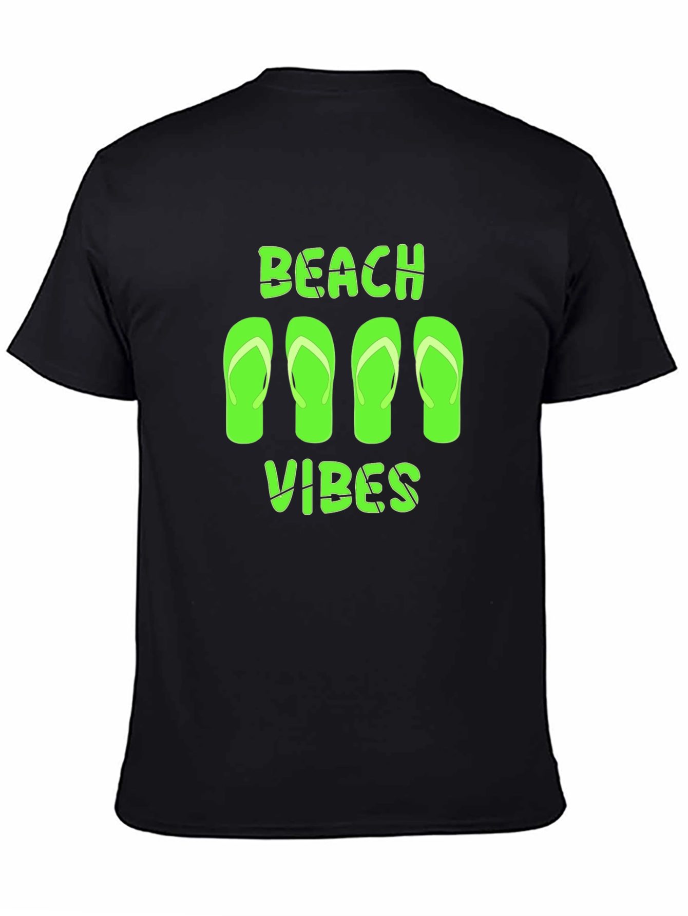 Beach Vibes Graphic Tee - Black Casual T-Shirt