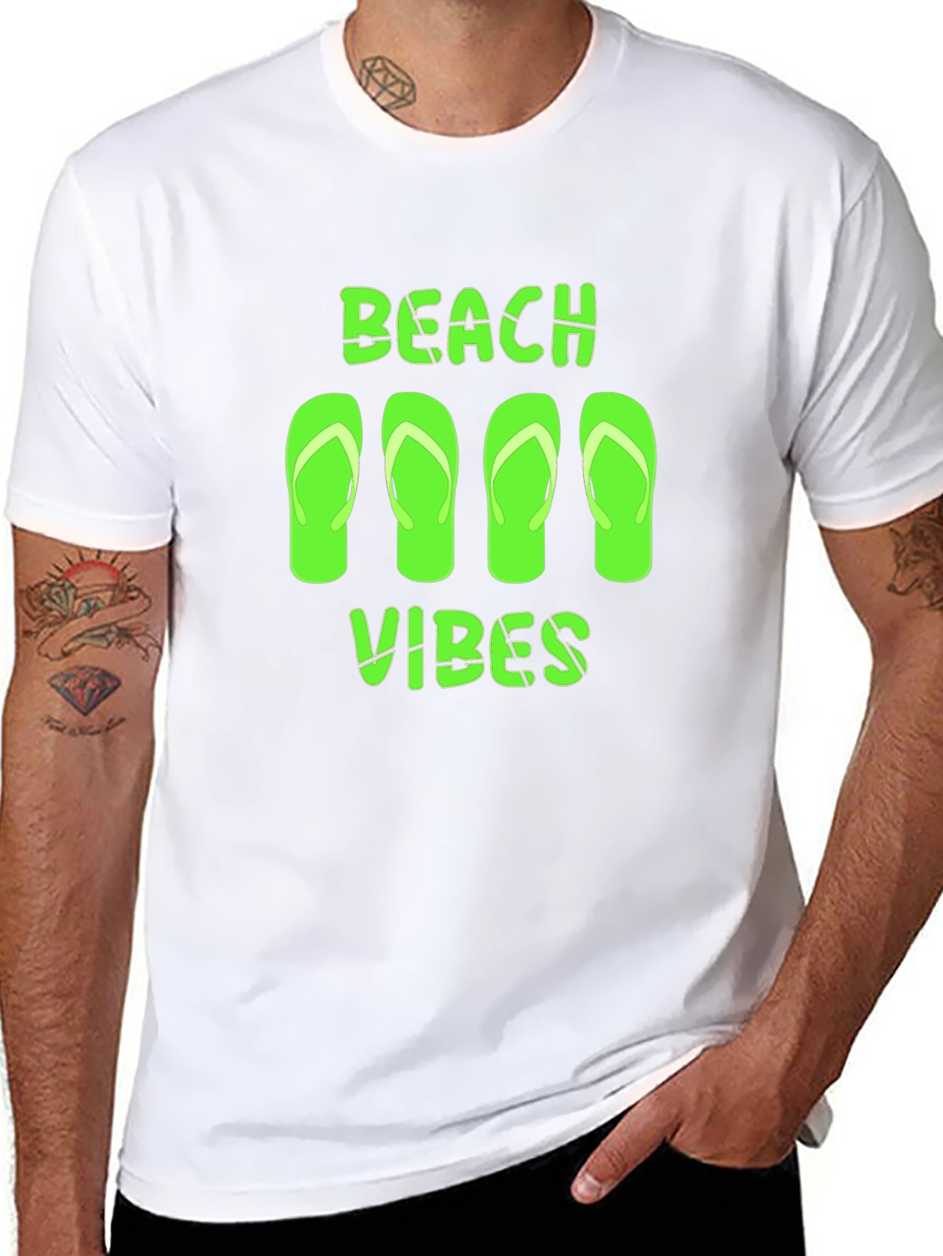 Beach Vibes Graphic Tee - Black Casual T-Shirt