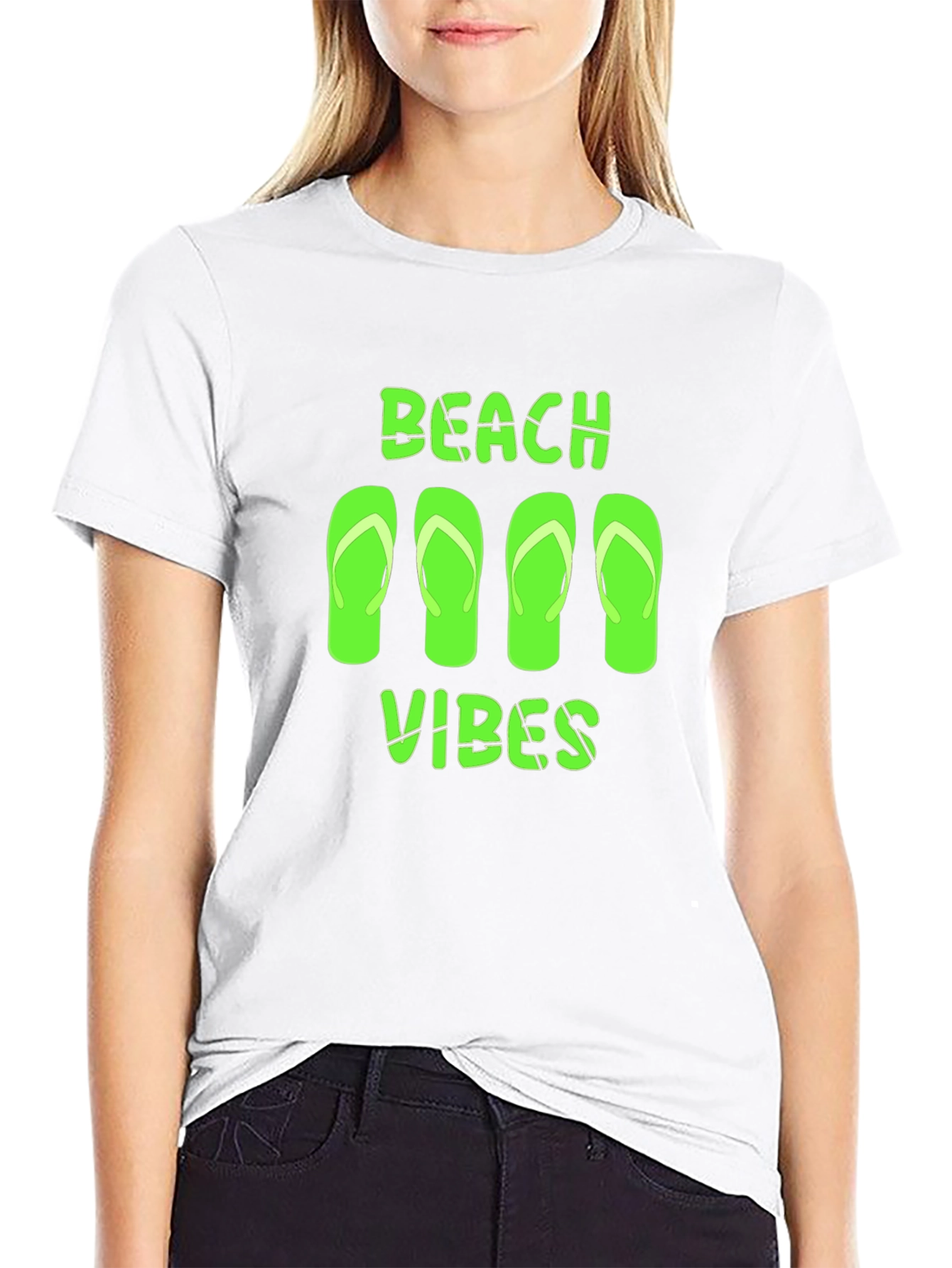 Beach Vibes Graphic Tee - Black Casual T-Shirt