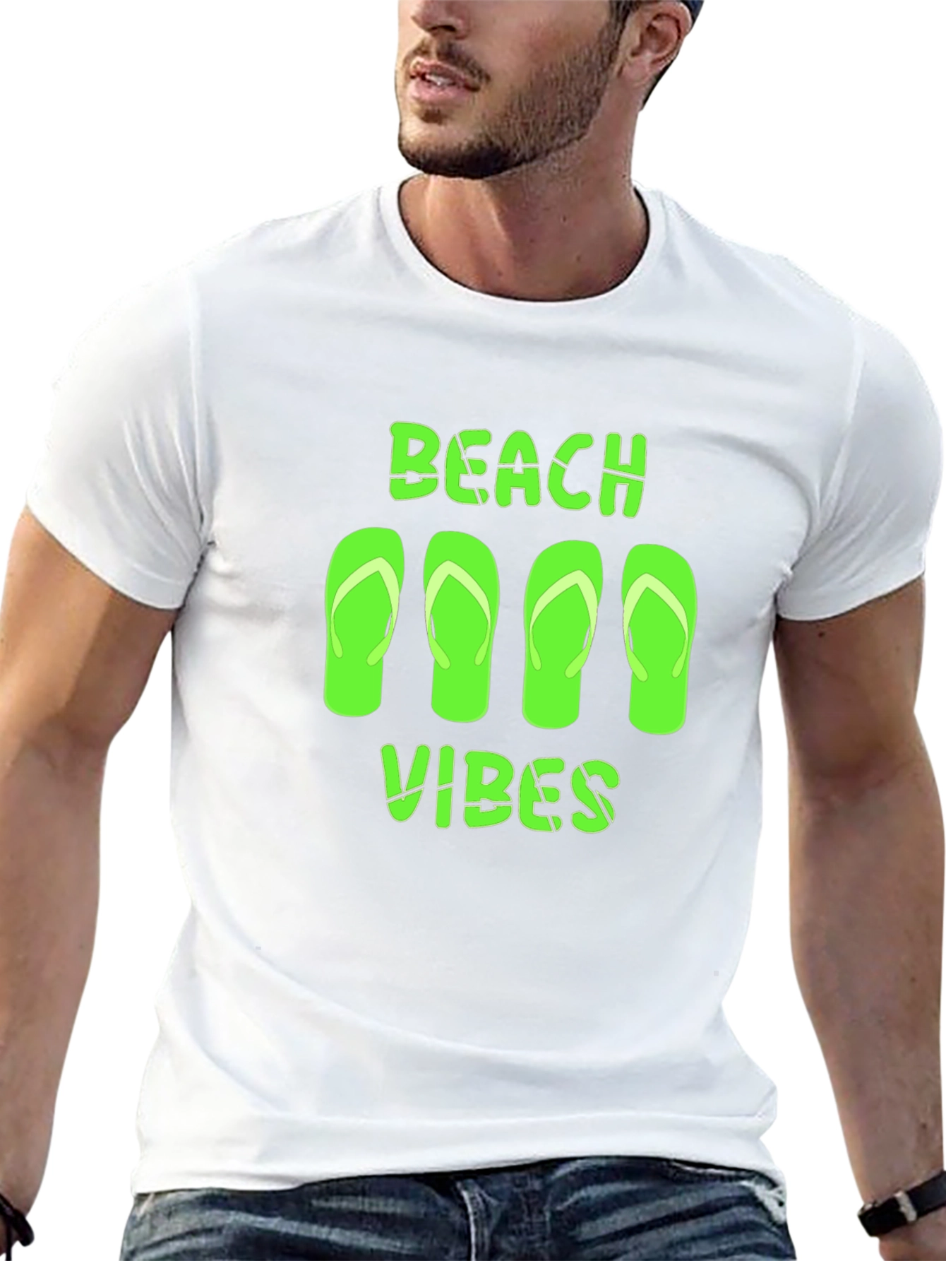 Beach Vibes Graphic Tee - Black Casual T-Shirt