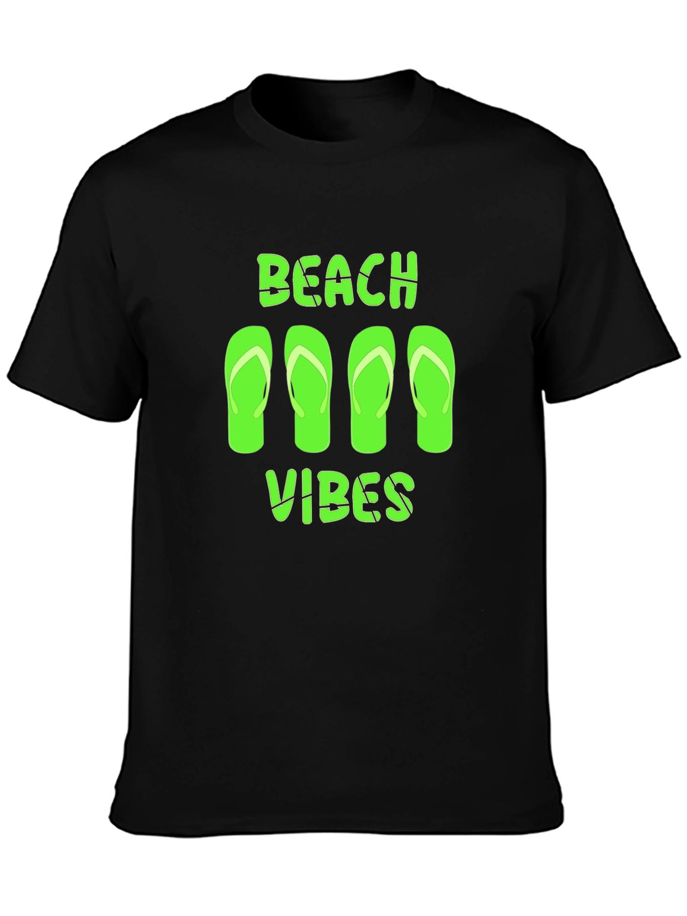Beach Vibes Graphic Tee - Black Casual T-Shirt