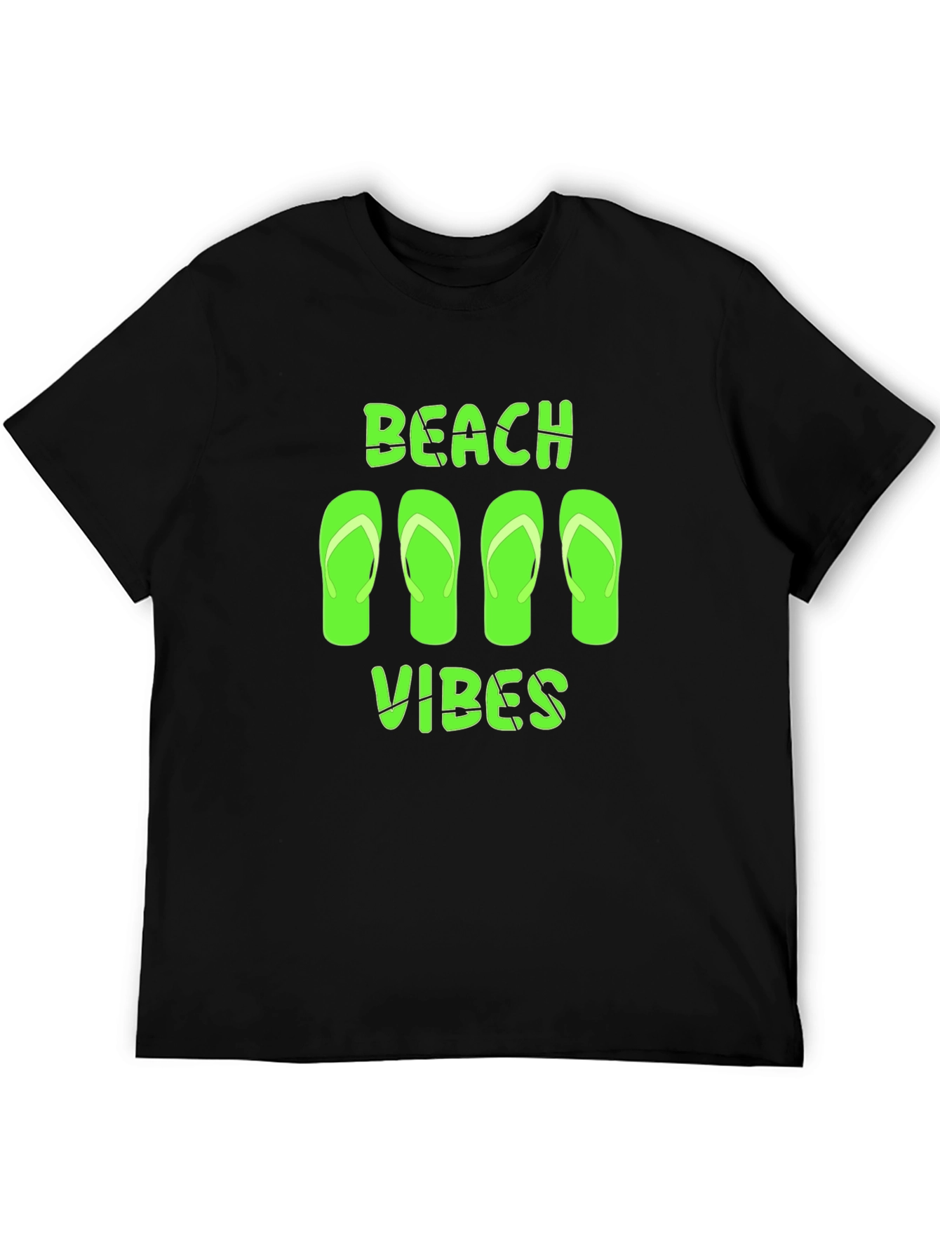 Beach Vibes Graphic Tee - Black Casual T-Shirt