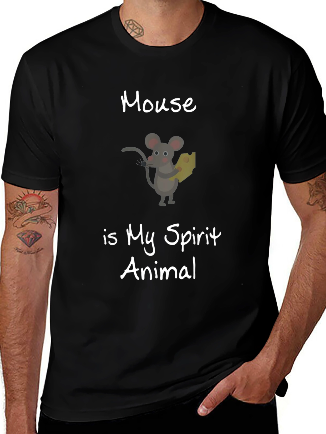 Mouse is My Spirit Animal Black T-Shirt