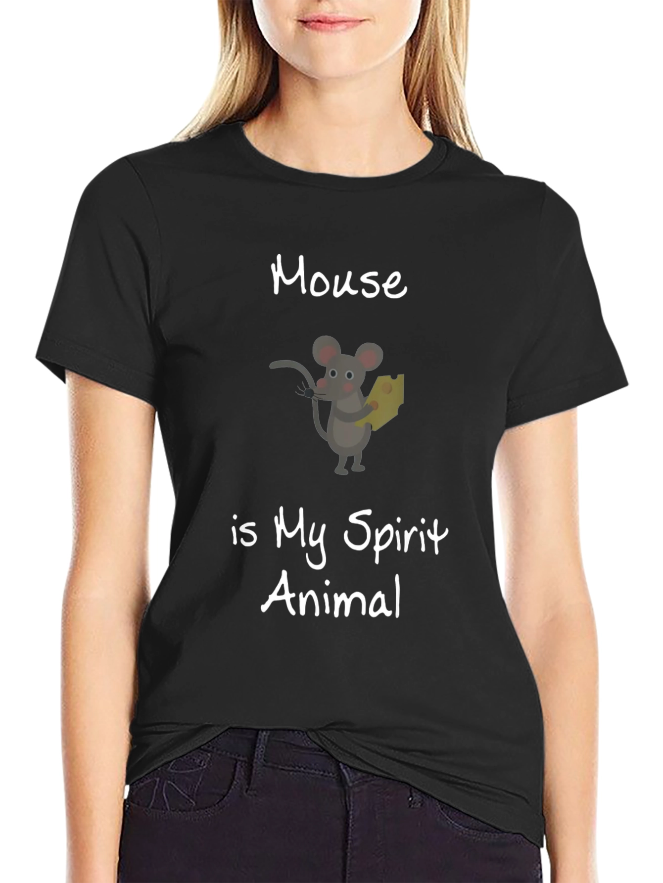 Mouse is My Spirit Animal Black T-Shirt