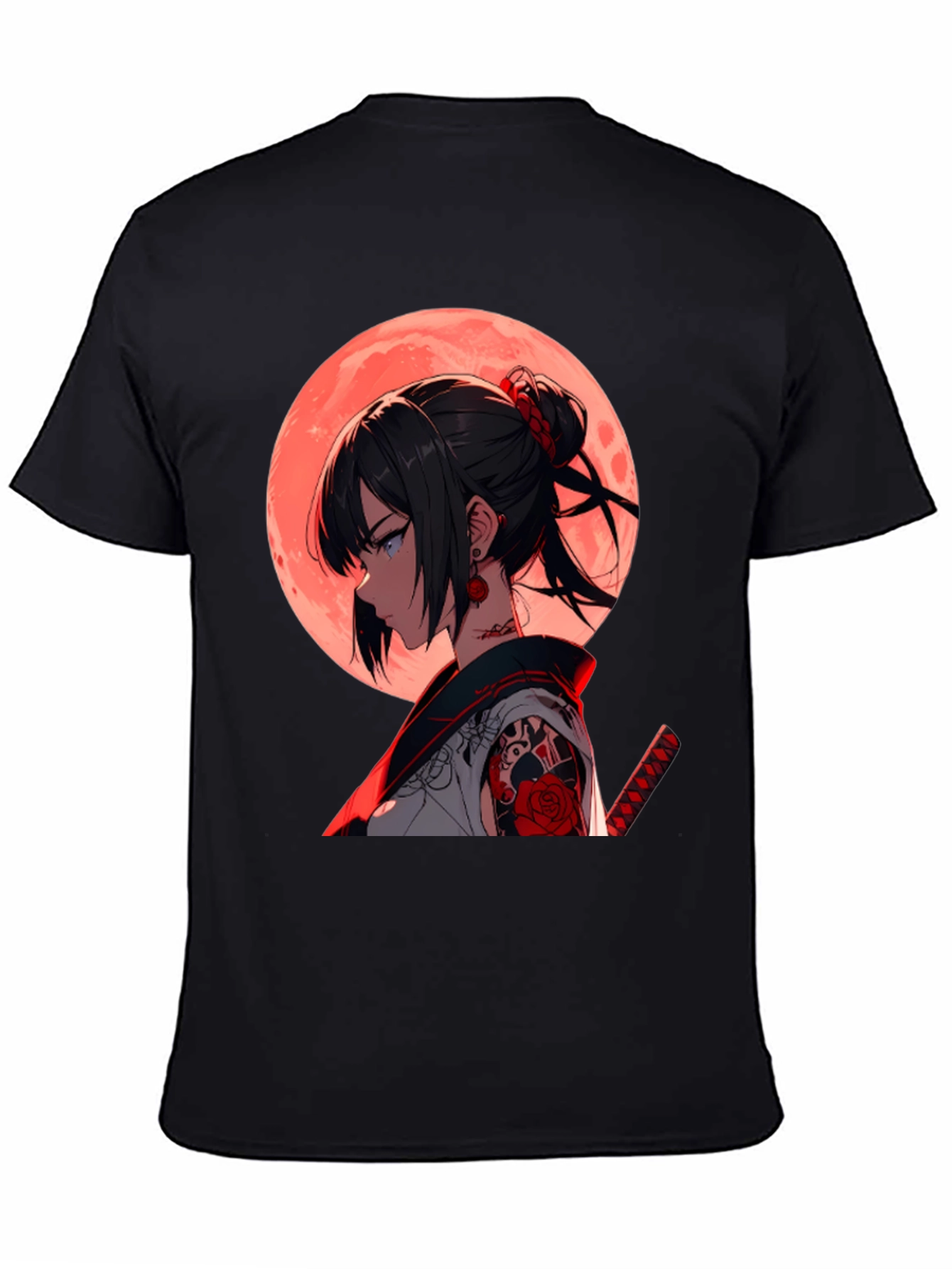 Anime Girl Graphic Black T-Shirt