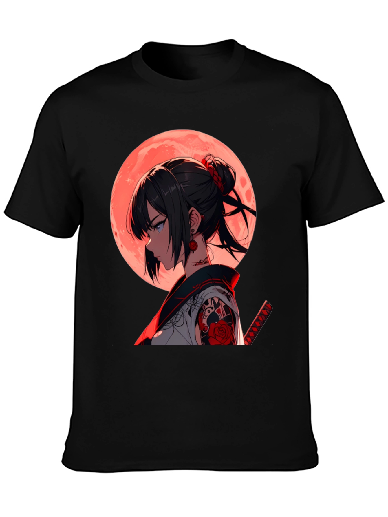 Anime Girl Graphic Black T-Shirt