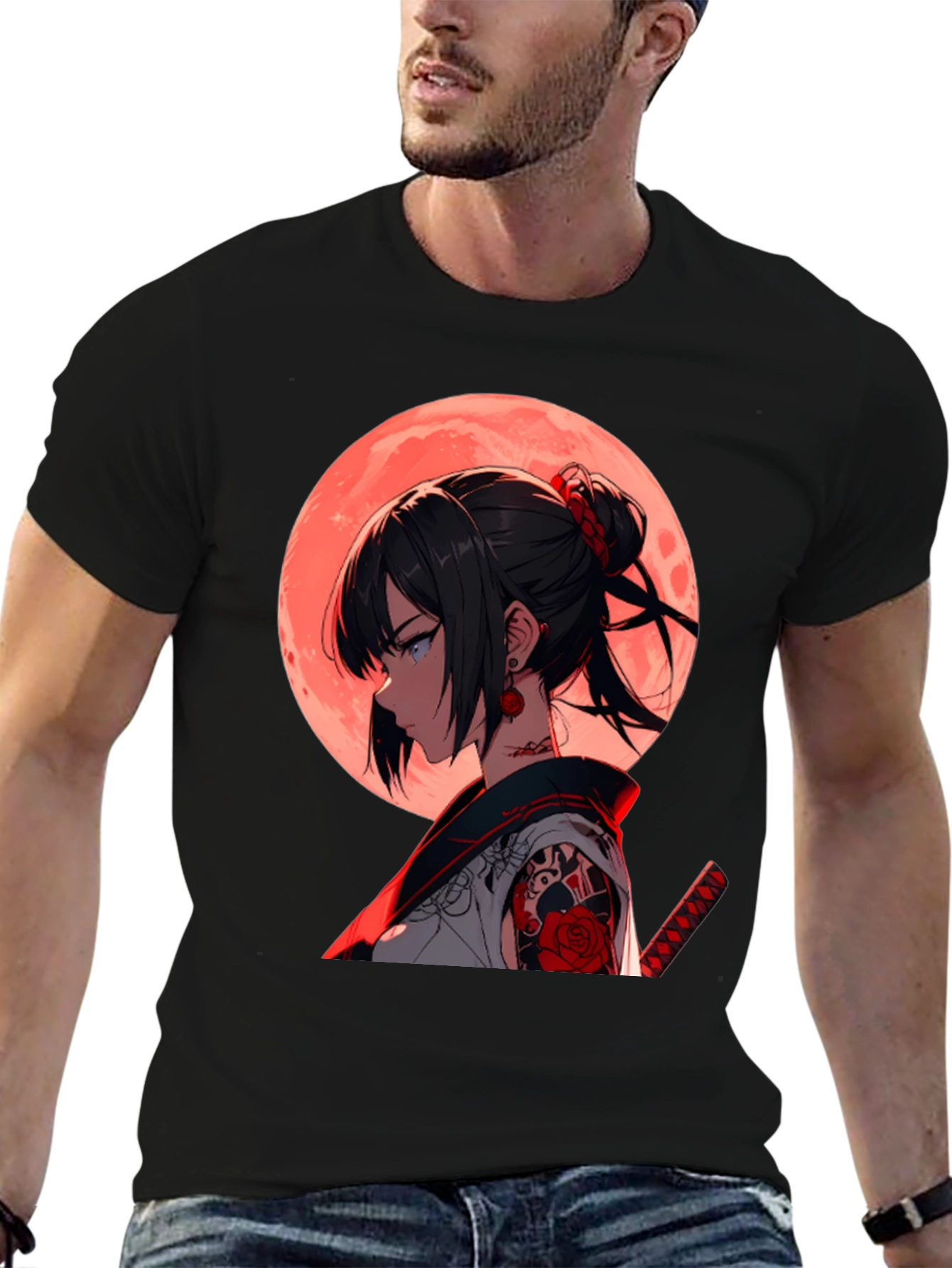Anime Girl Graphic Black T-Shirt