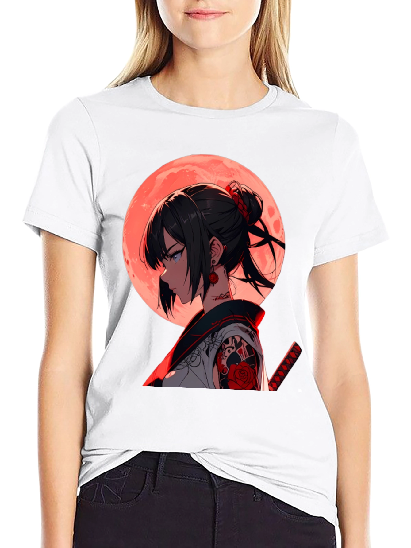 Anime Girl Graphic Black T-Shirt