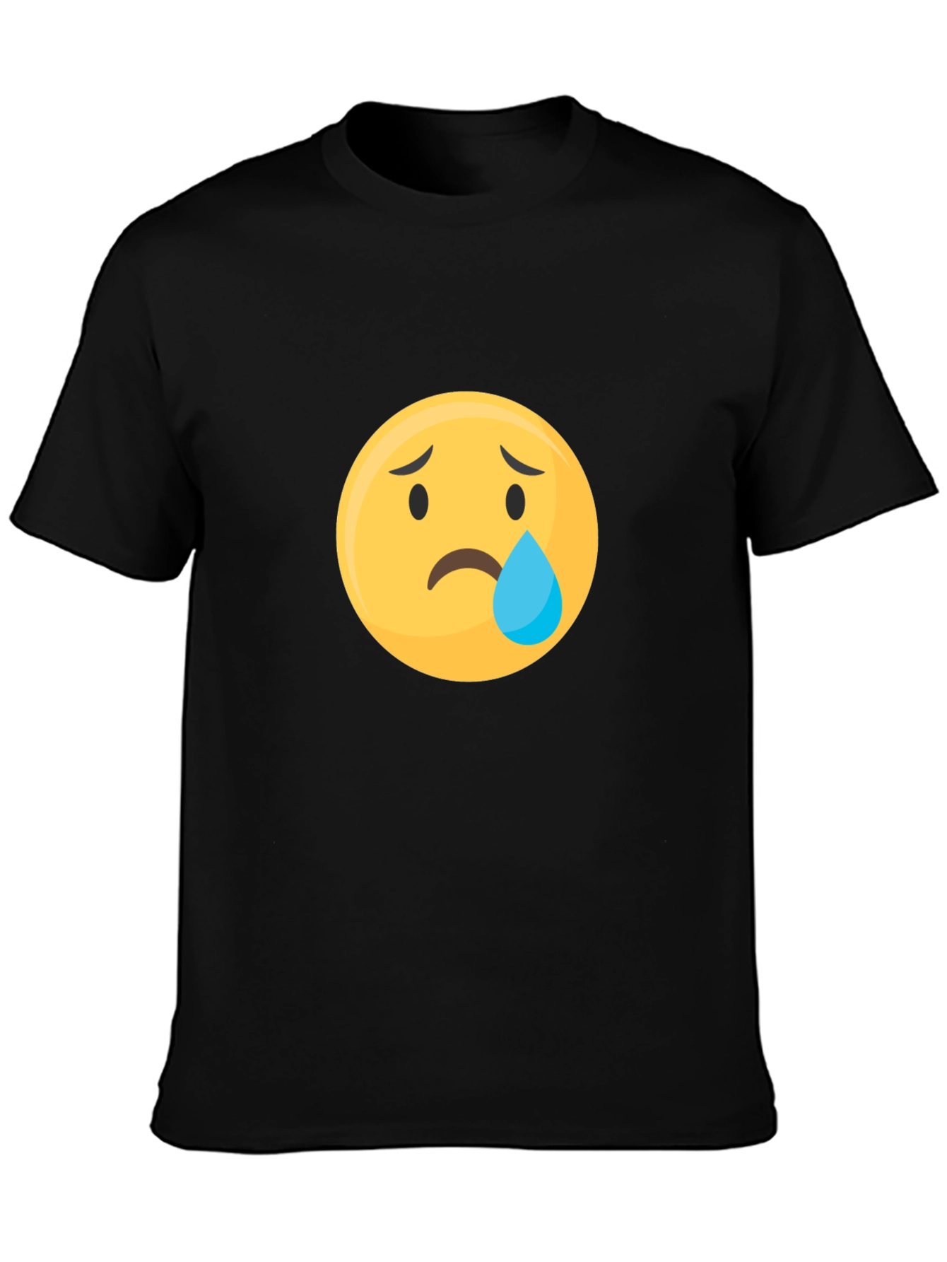 Sad Emoji Graphic Black T-Shirt