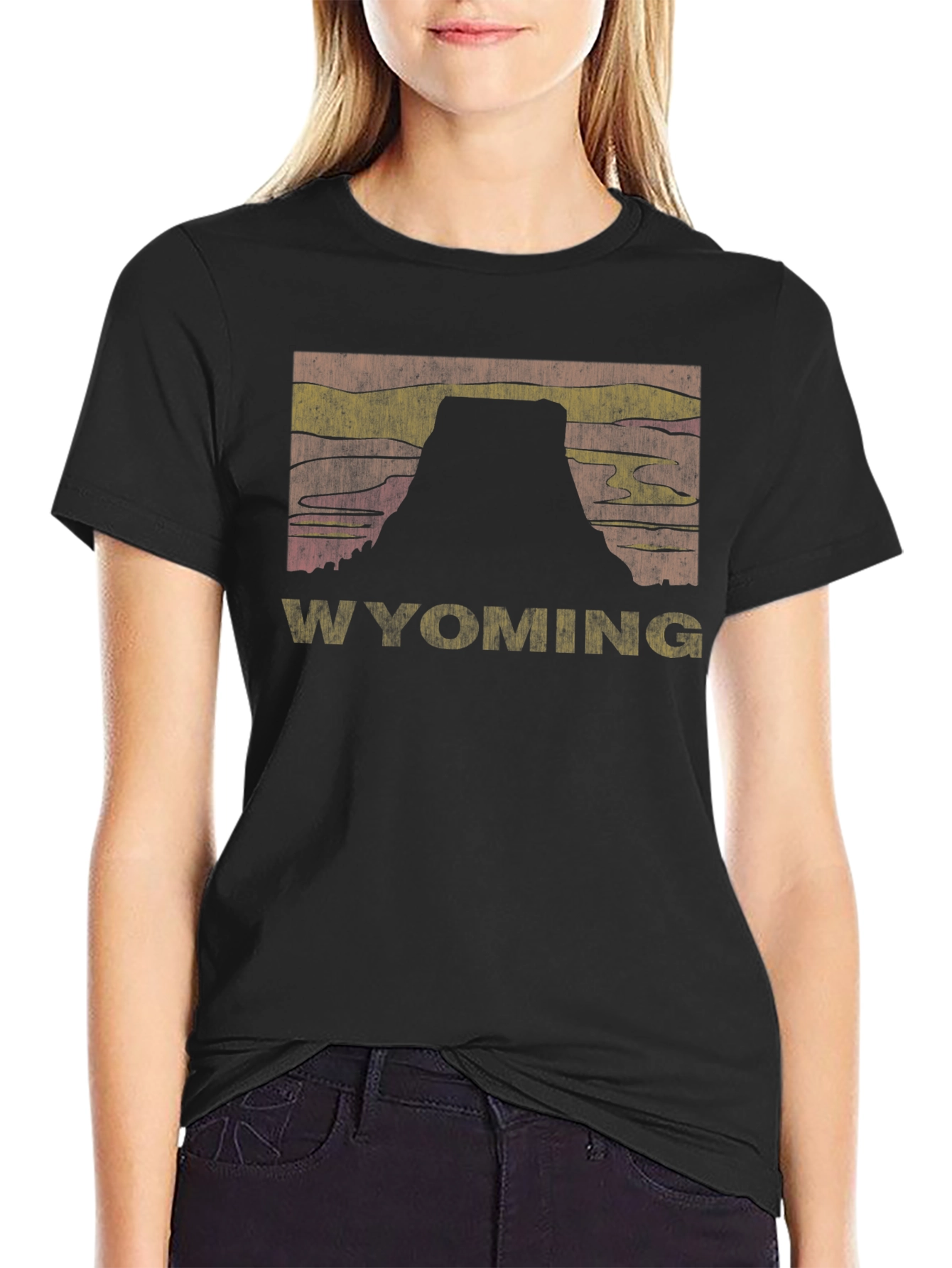 Wyoming Silhouette Graphic Tee - Black