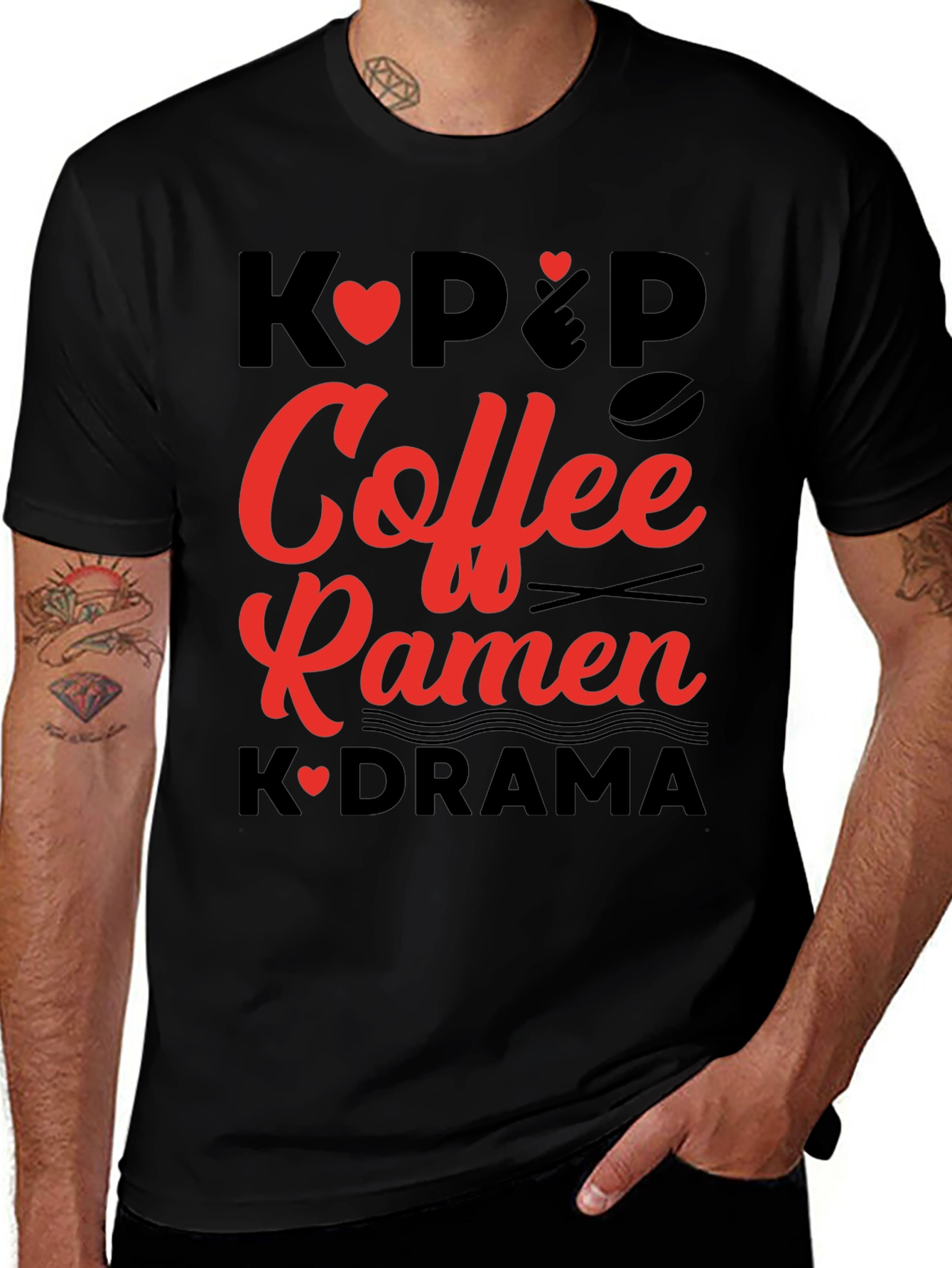 K-Pop Coffee Ramen K-Drama Graphic Tee