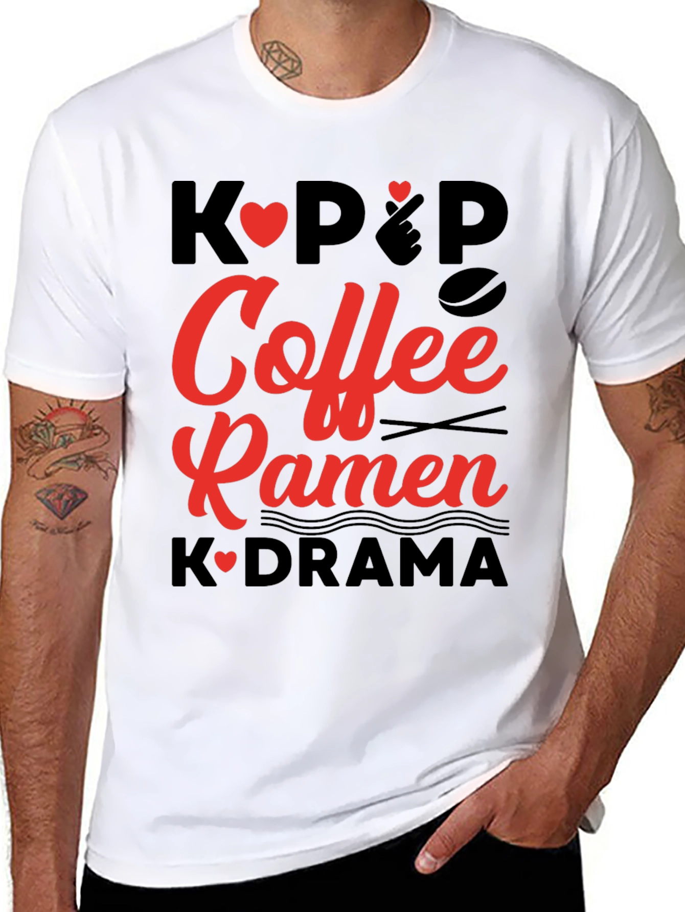 K-Pop Coffee Ramen K-Drama Graphic Tee