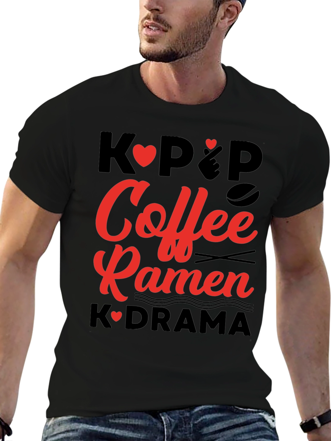 K-Pop Coffee Ramen K-Drama Graphic Tee