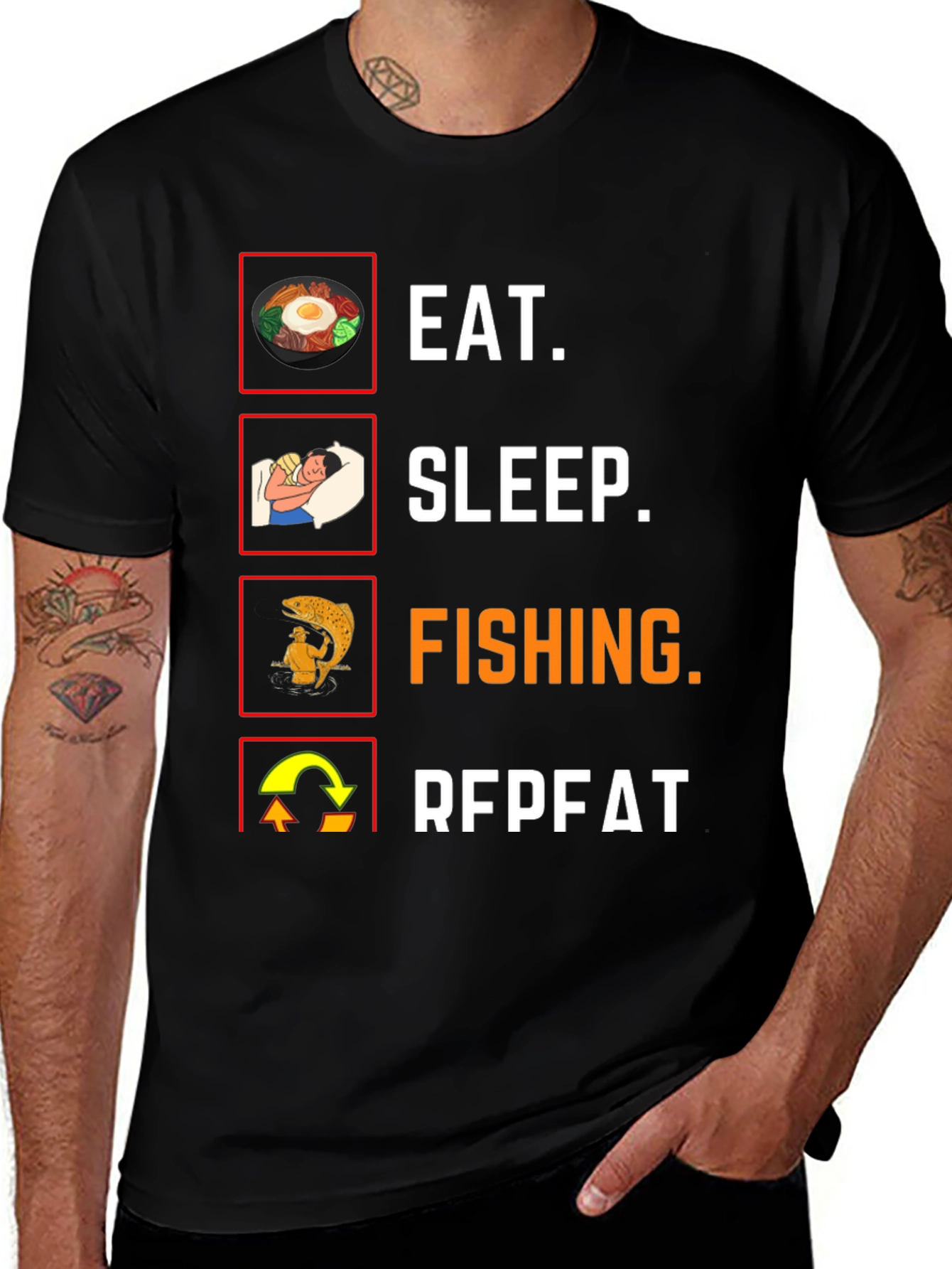 Eat Sleep Fishing Repeat T-Shirt Angler Tee