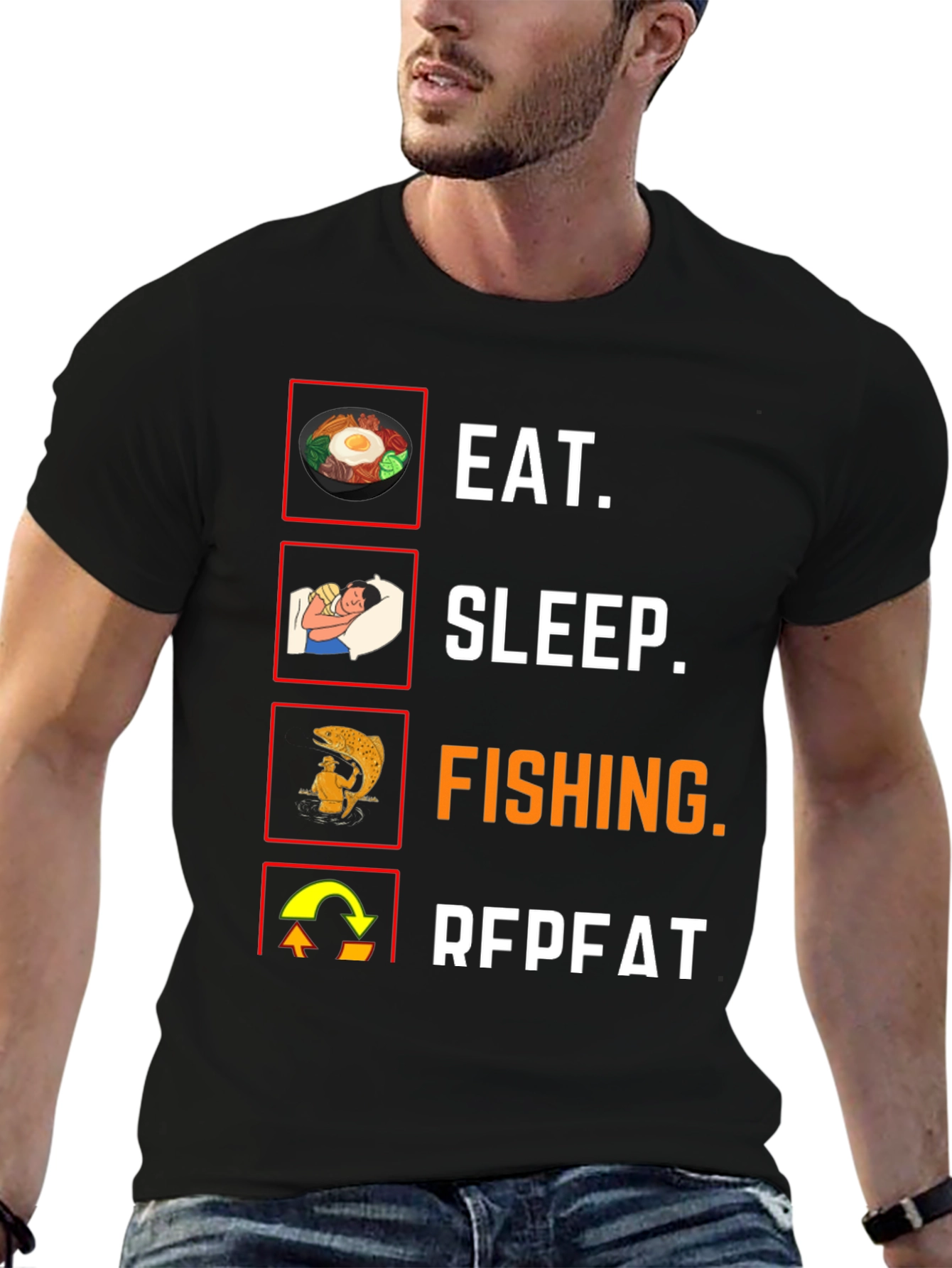 Eat Sleep Fishing Repeat T-Shirt Angler Tee