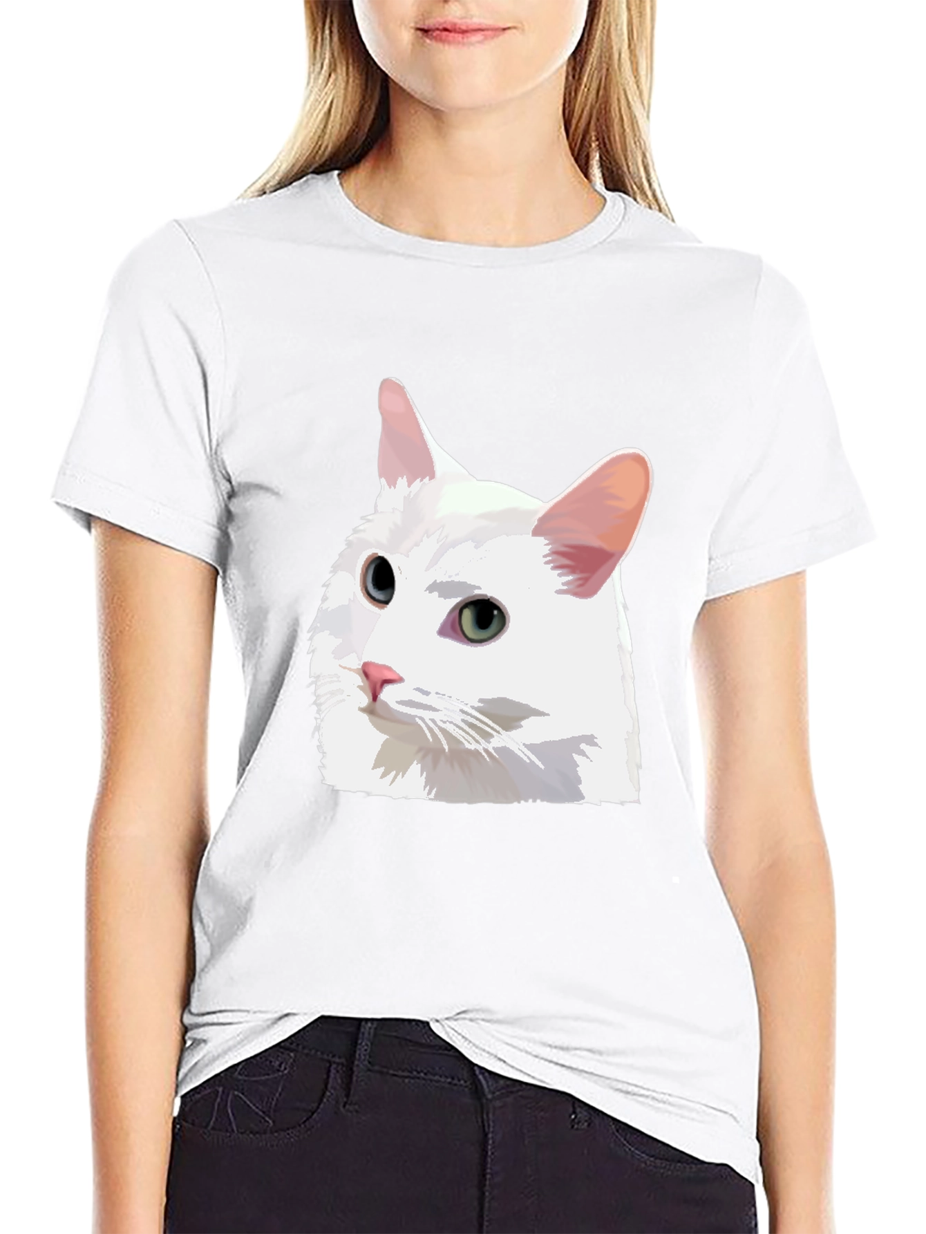 Cat T-Shirt - White Cat Graphic Tee