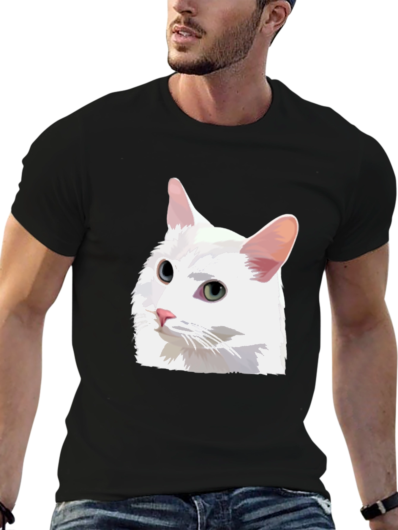 Cat T-Shirt - White Cat Graphic Tee