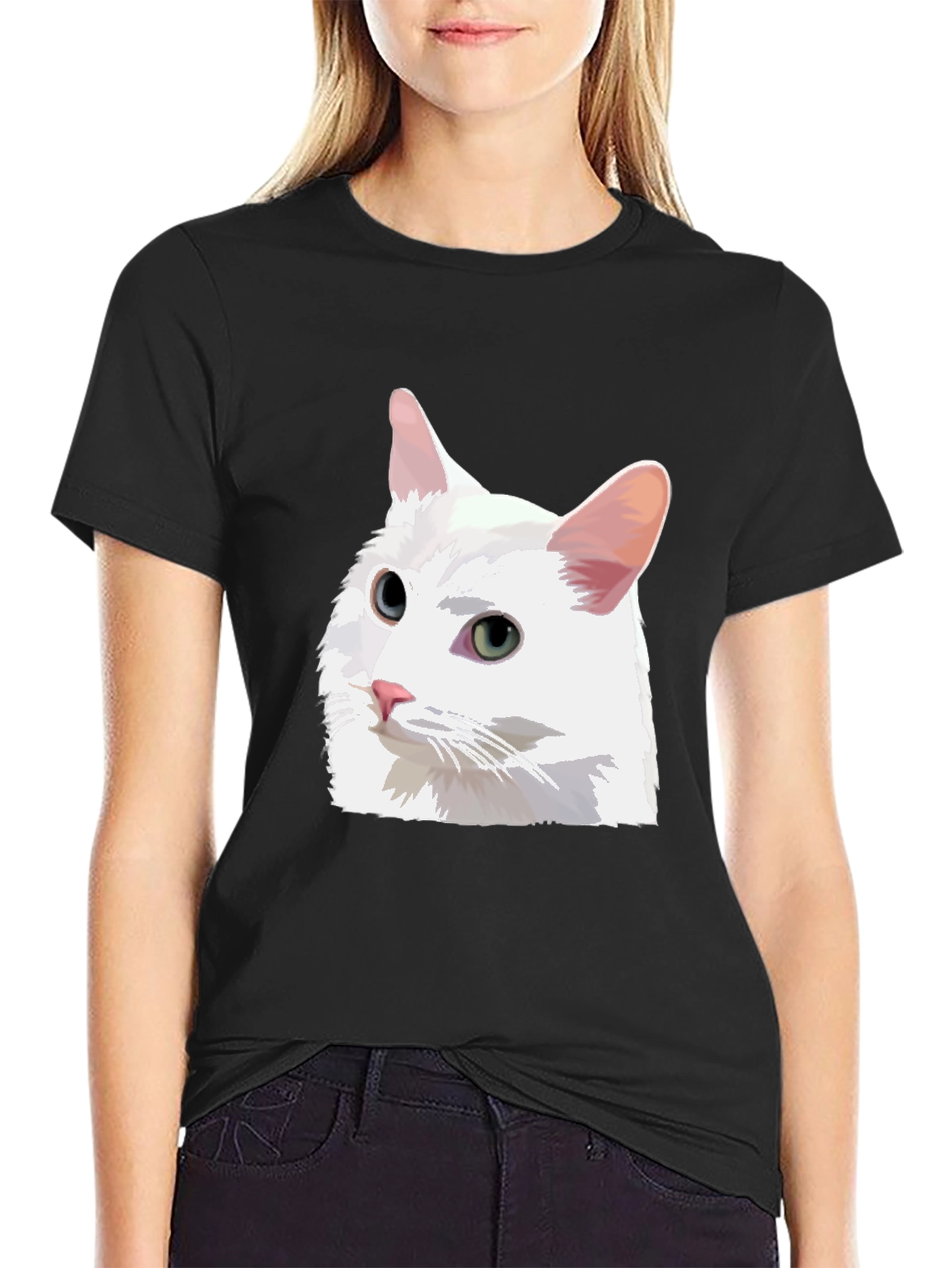Cat T-Shirt - White Cat Graphic Tee