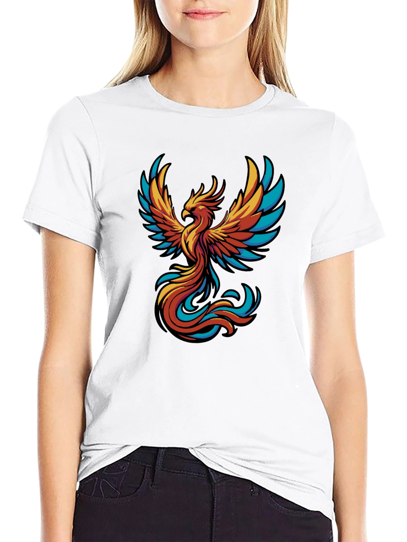 Phoenix Graphic Tee - Black Cotton T-Shirt