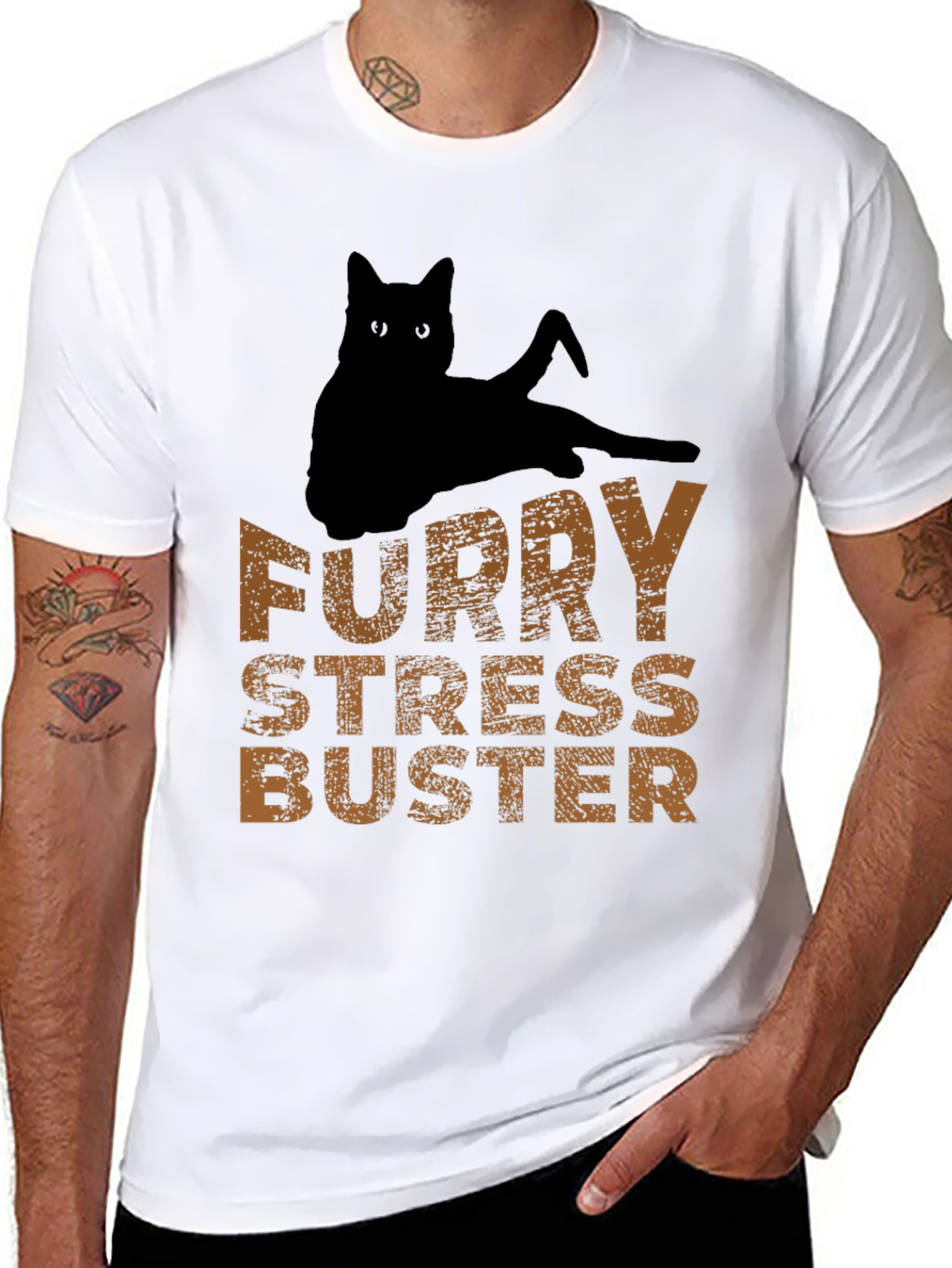 Furry Stress Buster Graphic Tee - Cat Lovers T-Shirt