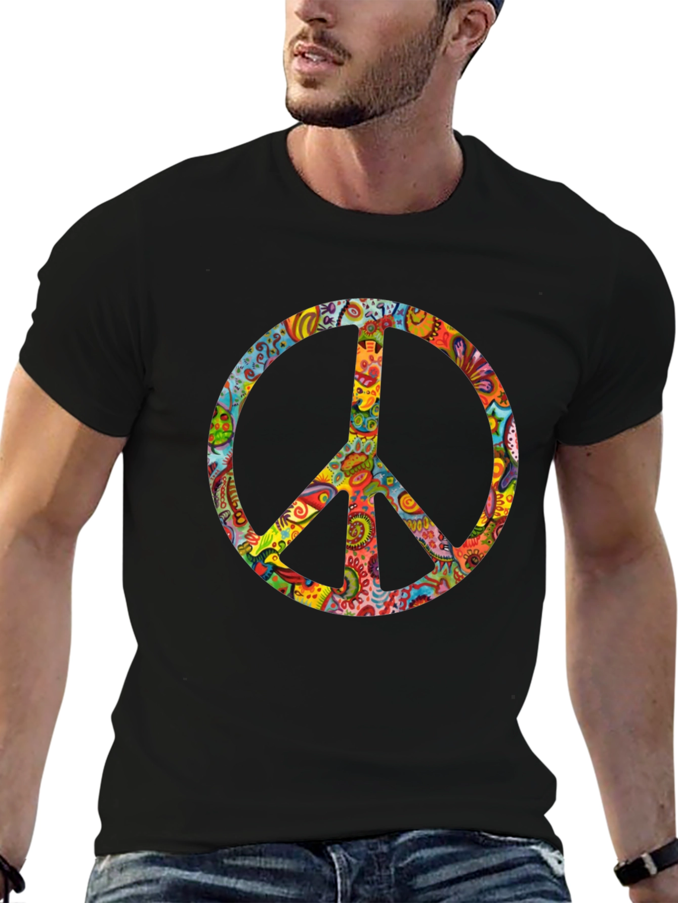 Groovy Peace Sign Black T-Shirt