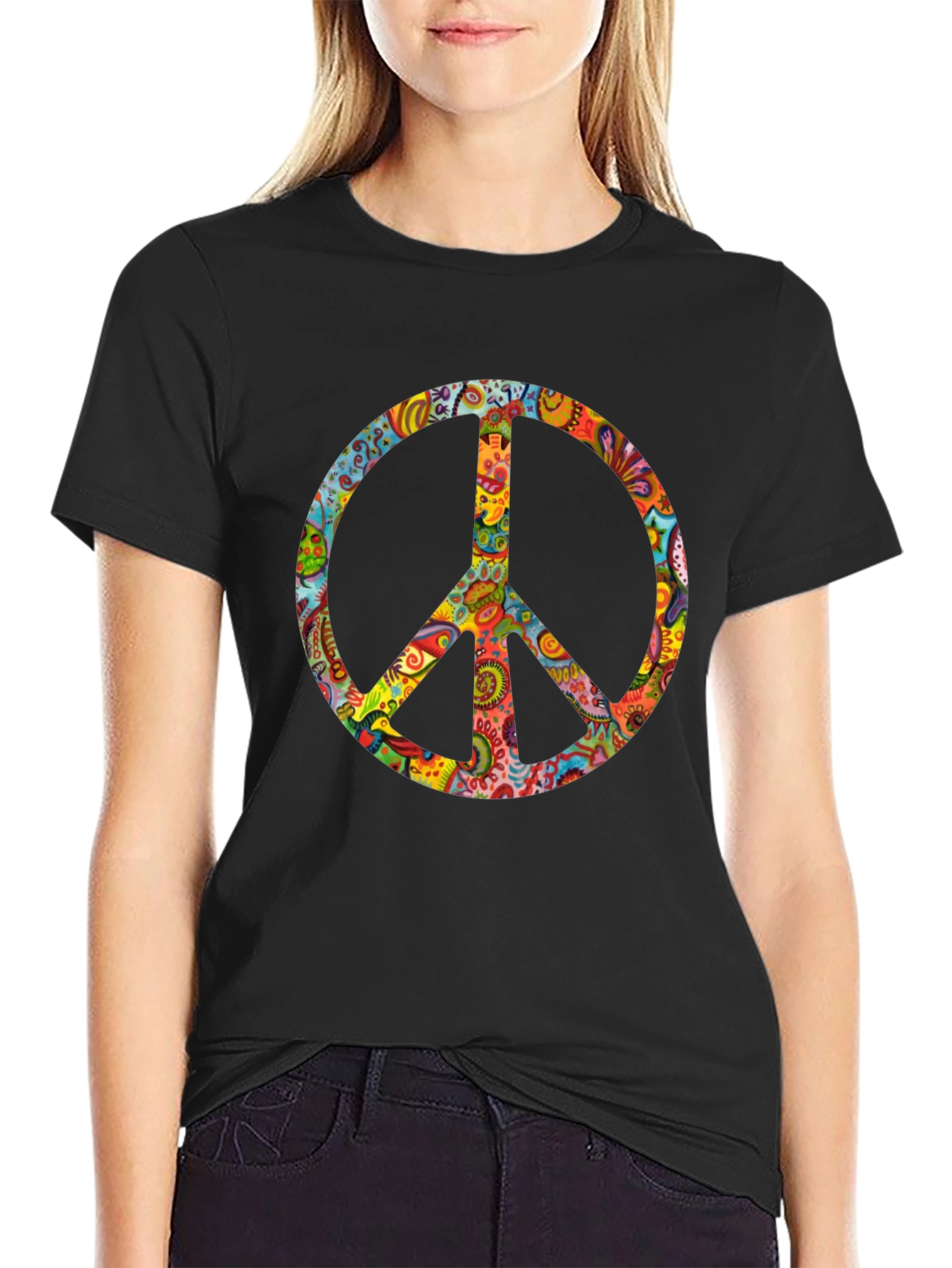 Groovy Peace Sign Black T-Shirt