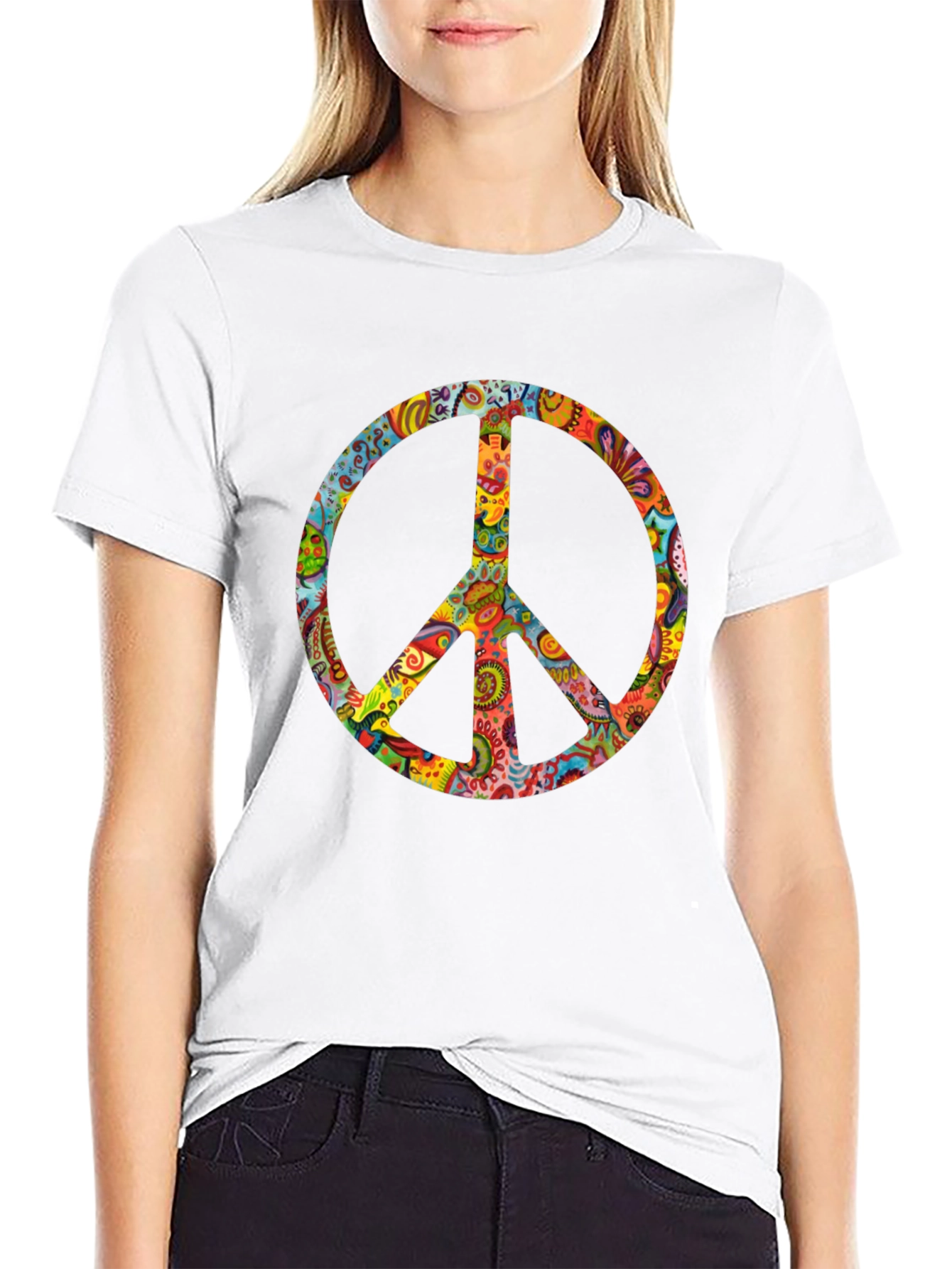 Groovy Peace Sign Black T-Shirt
