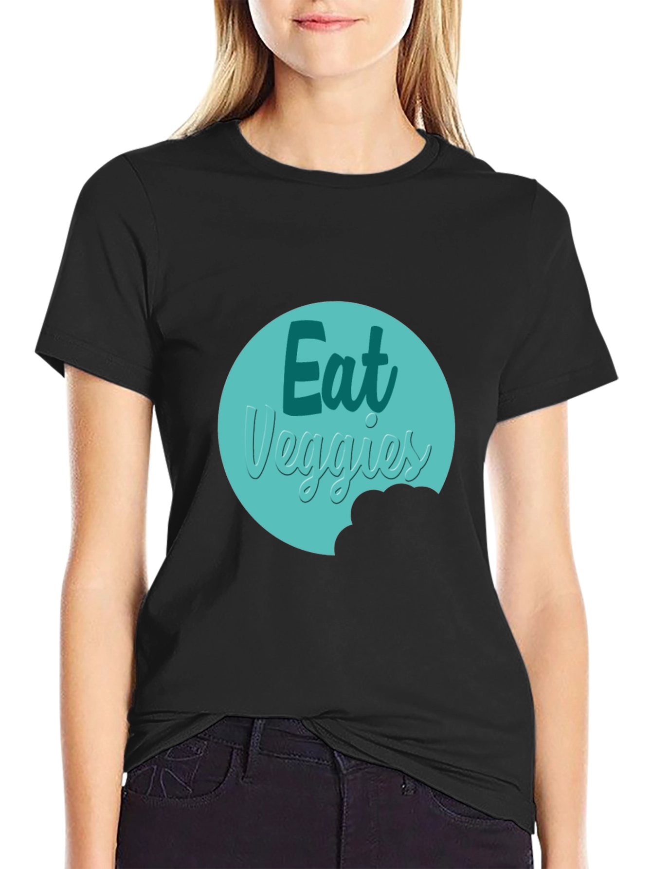Eat Veggies Graphic Tee - Black Cotton T-Shirt