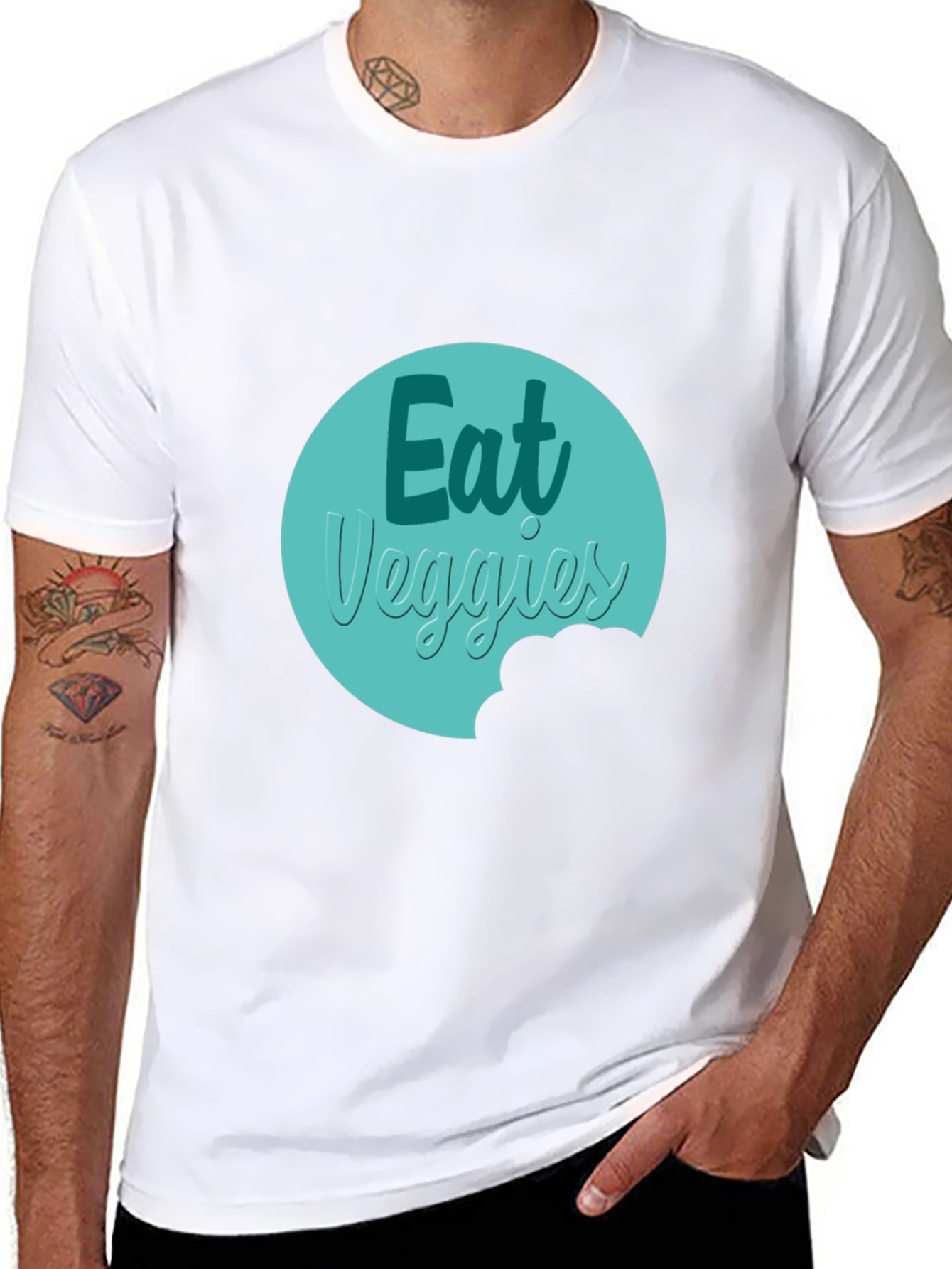 Eat Veggies Graphic Tee - Black Cotton T-Shirt