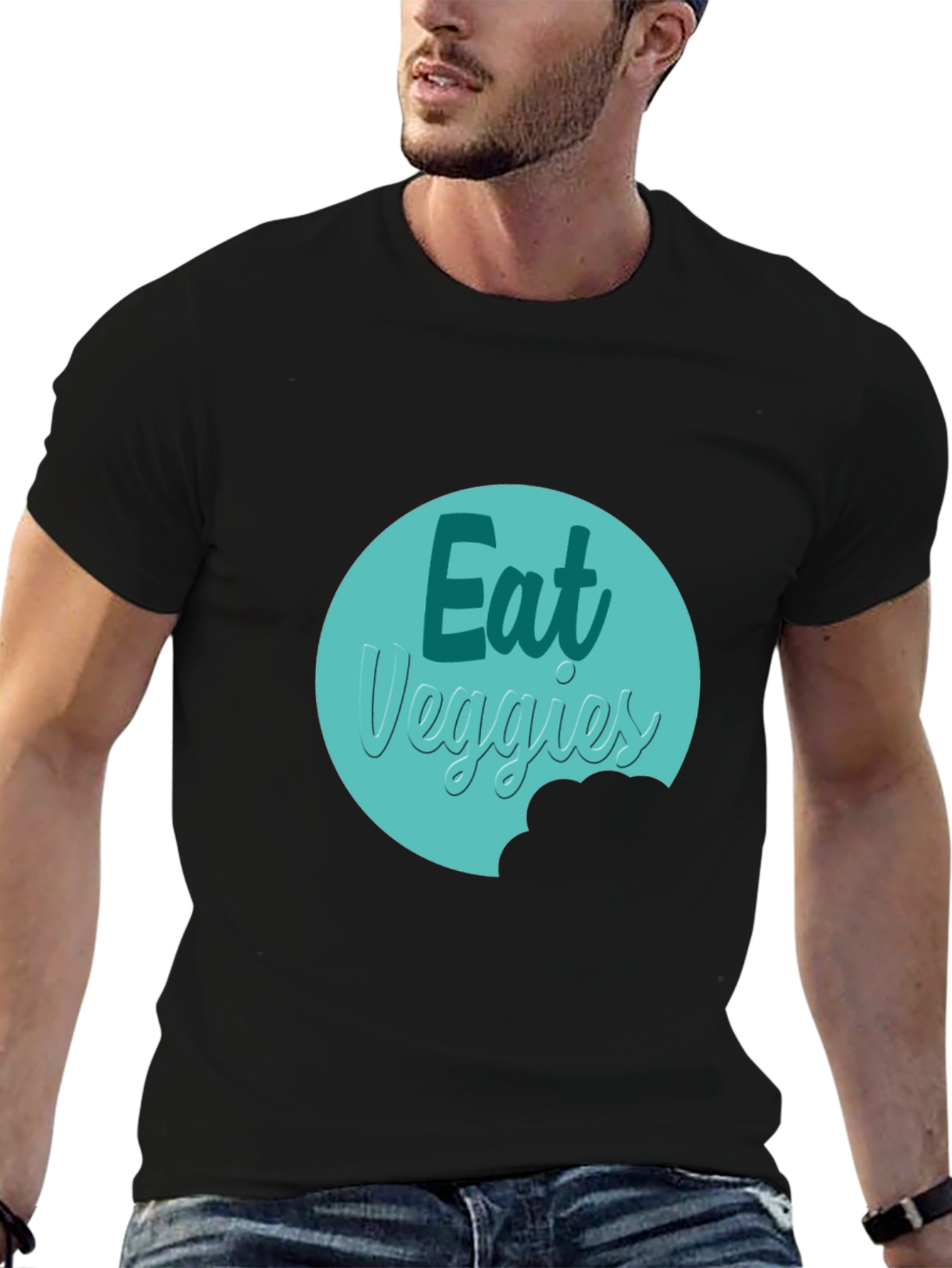 Eat Veggies Graphic Tee - Black Cotton T-Shirt