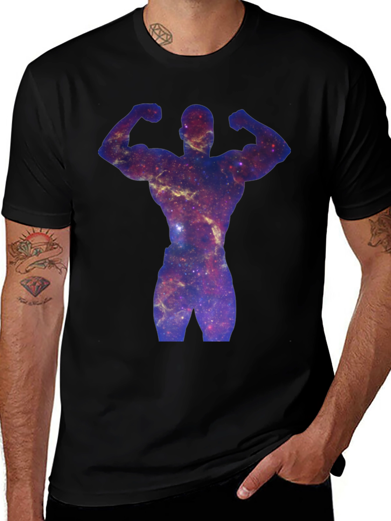 Galaxy Bodybuilder Black T-Shirt