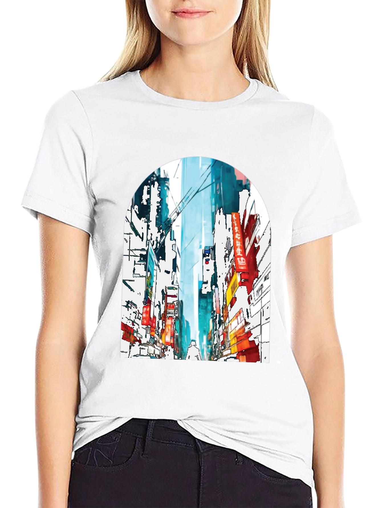 Watercolor Cityscape Graphic T-Shirt